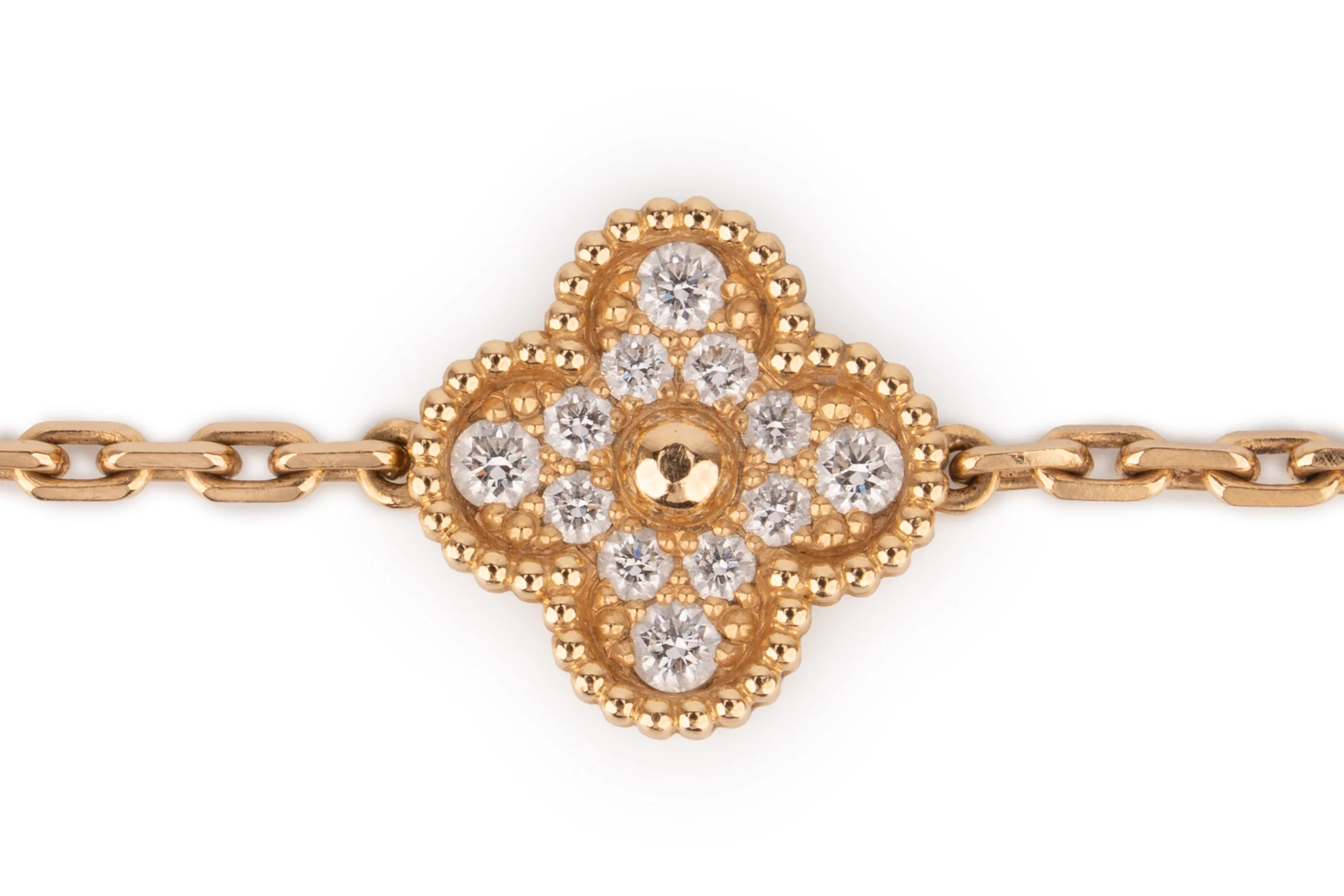 Van Cleef And Arpels Alhambra Bracelet 5 Motifs Malachite With Diamond Yellow Gold - Image 3