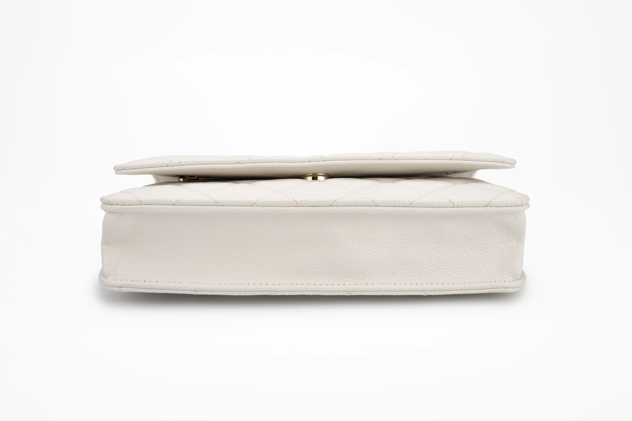 Chanel Classic Quilted Wallet on Chain Caviar White Champagne GHW - Image 6