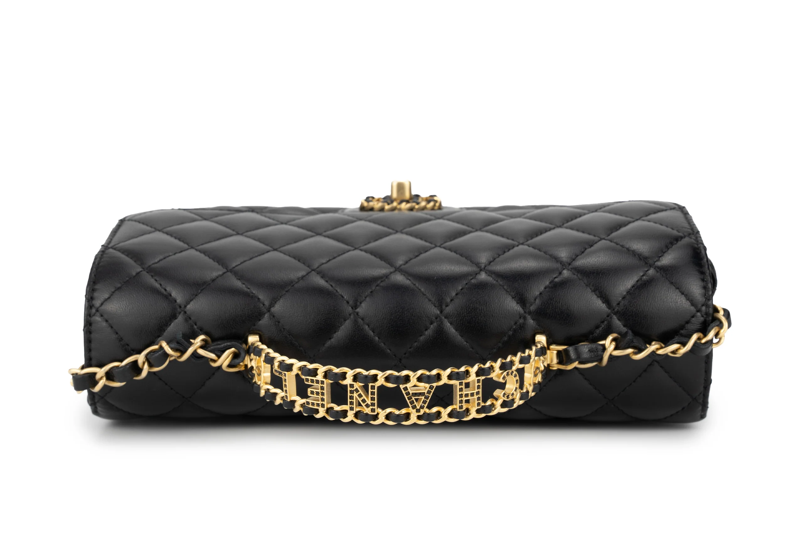 Chanel Flapbag With Handle Labmbskin Black GHW - Image 13