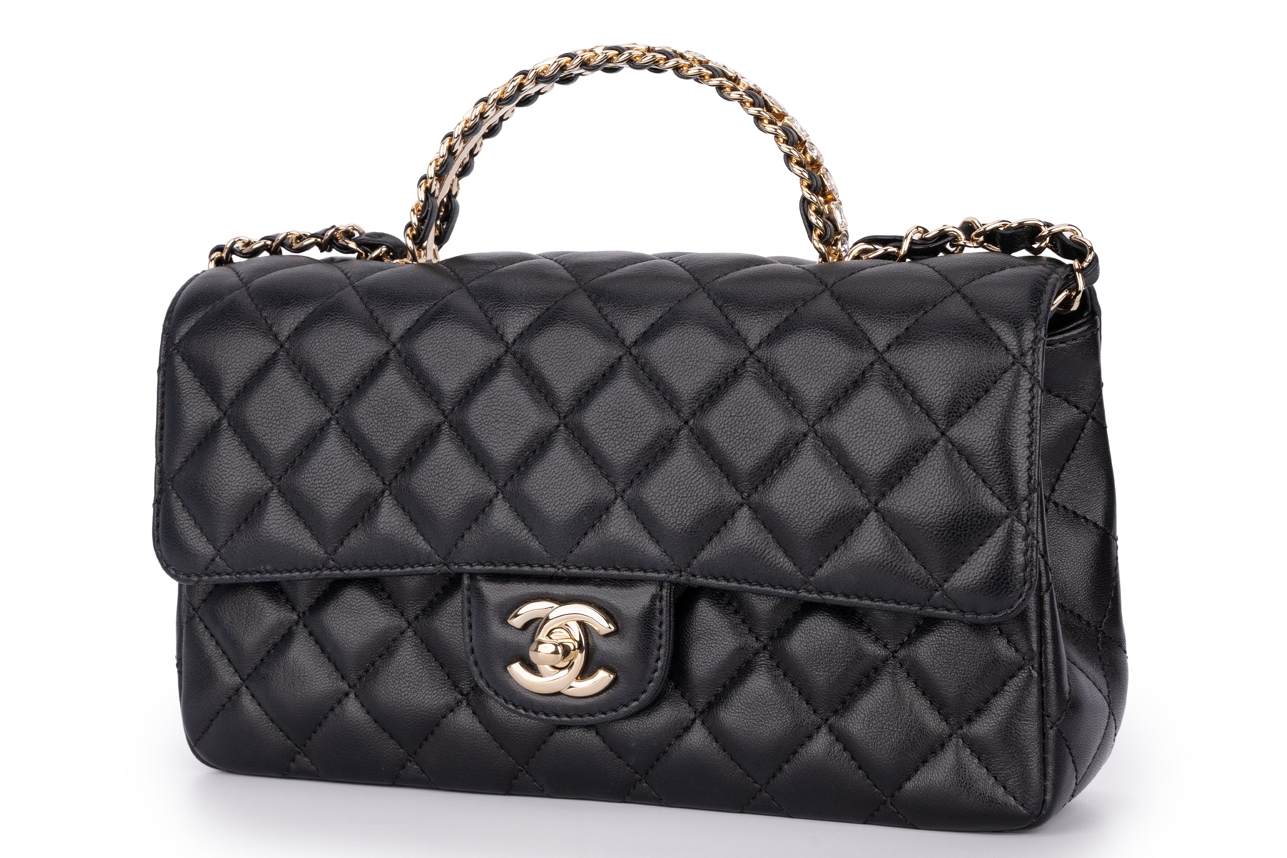 Chanel Flapbag With Handle Lambskin Black GHW - Image 16