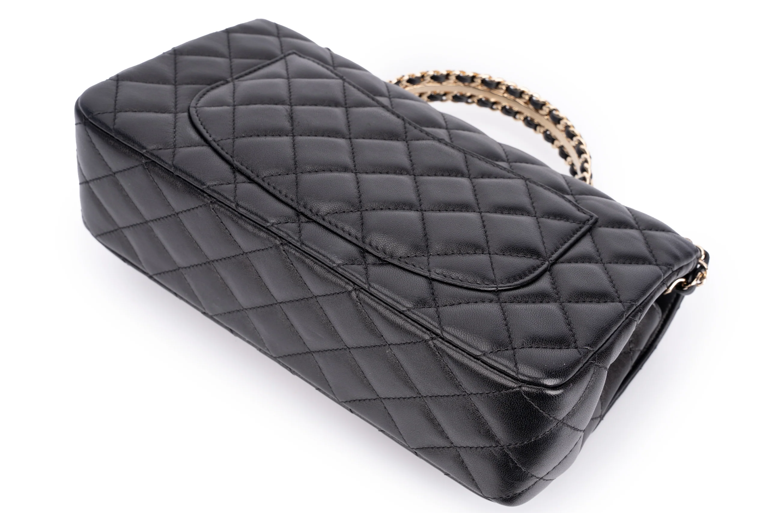 Chanel Flapbag With Handle Lambskin Black GHW - Image 3