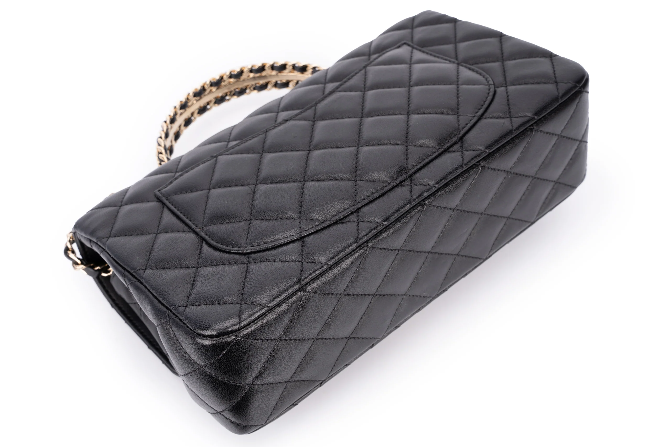 Chanel Flapbag With Handle Lambskin Black GHW - Image 4