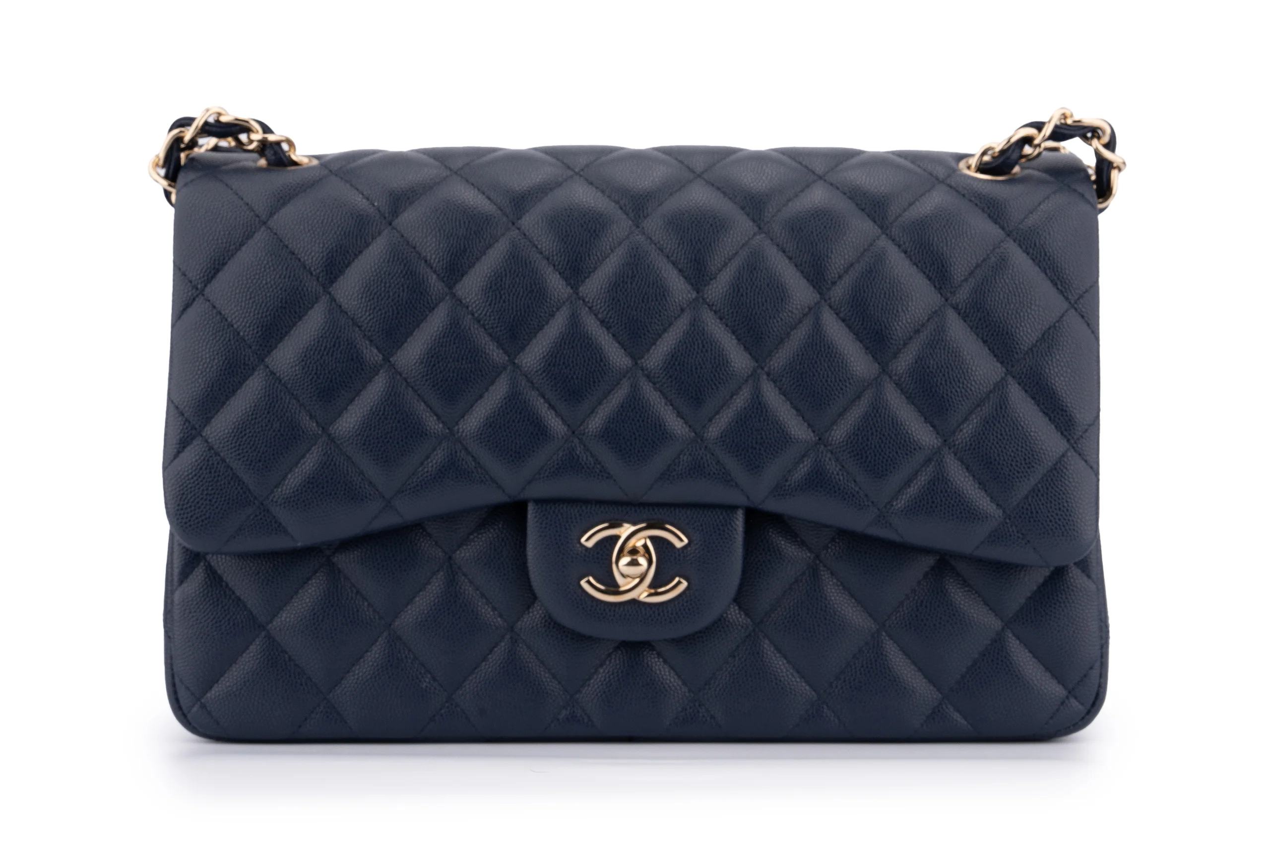 Chanel Jumbo Flap Bag Caviar Navy Blue	GHW