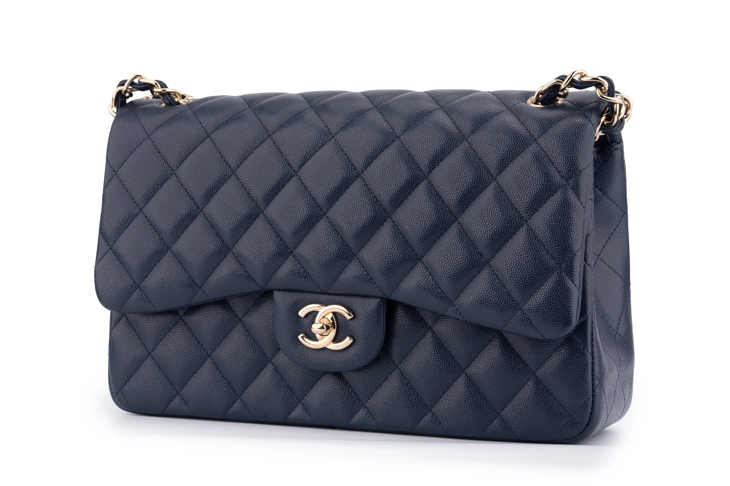 Chanel Jumbo Flap Bag Caviar Navy Blue	GHW - Image 2