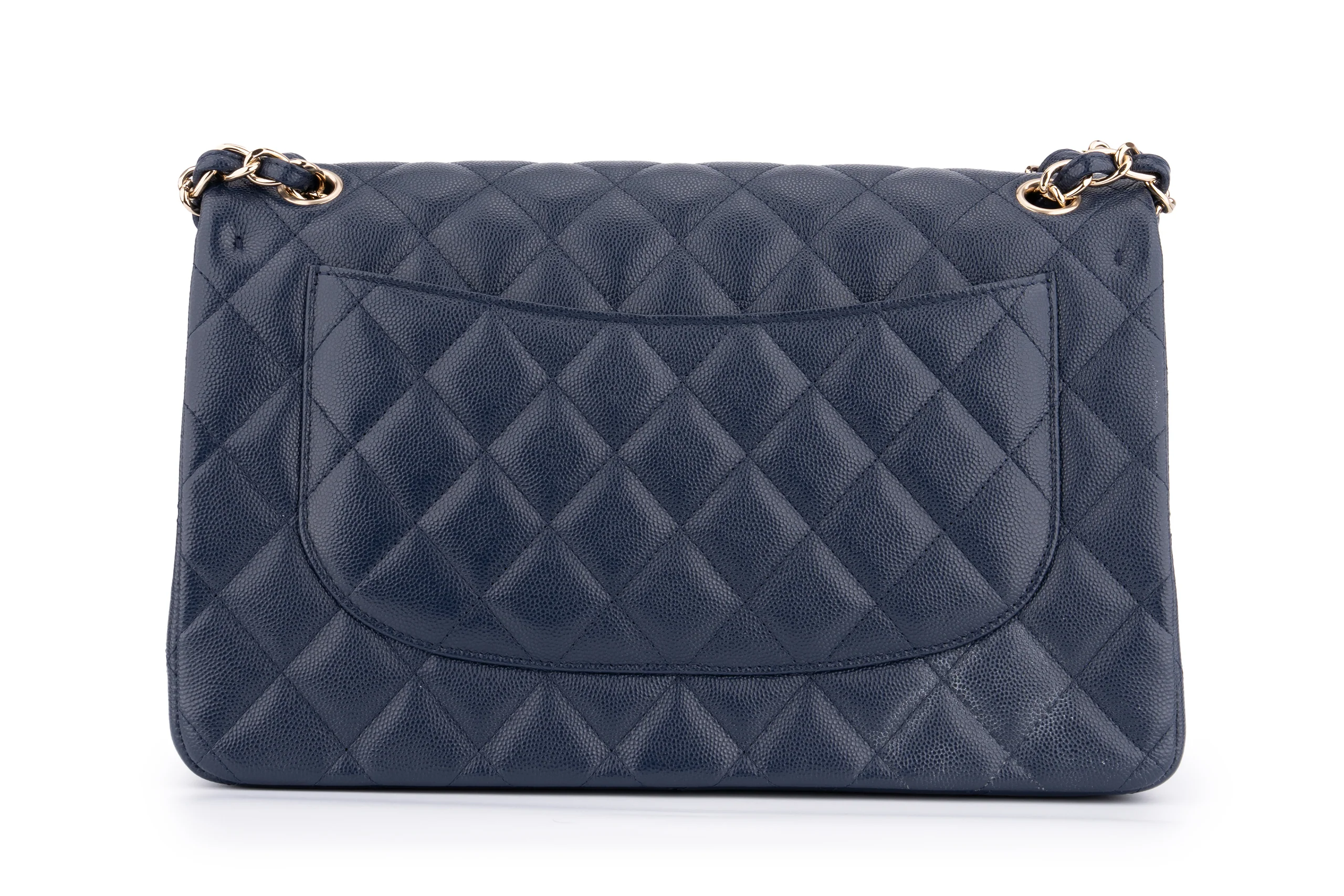 Chanel Jumbo Flap Bag Caviar Navy Blue	GHW - Image 4