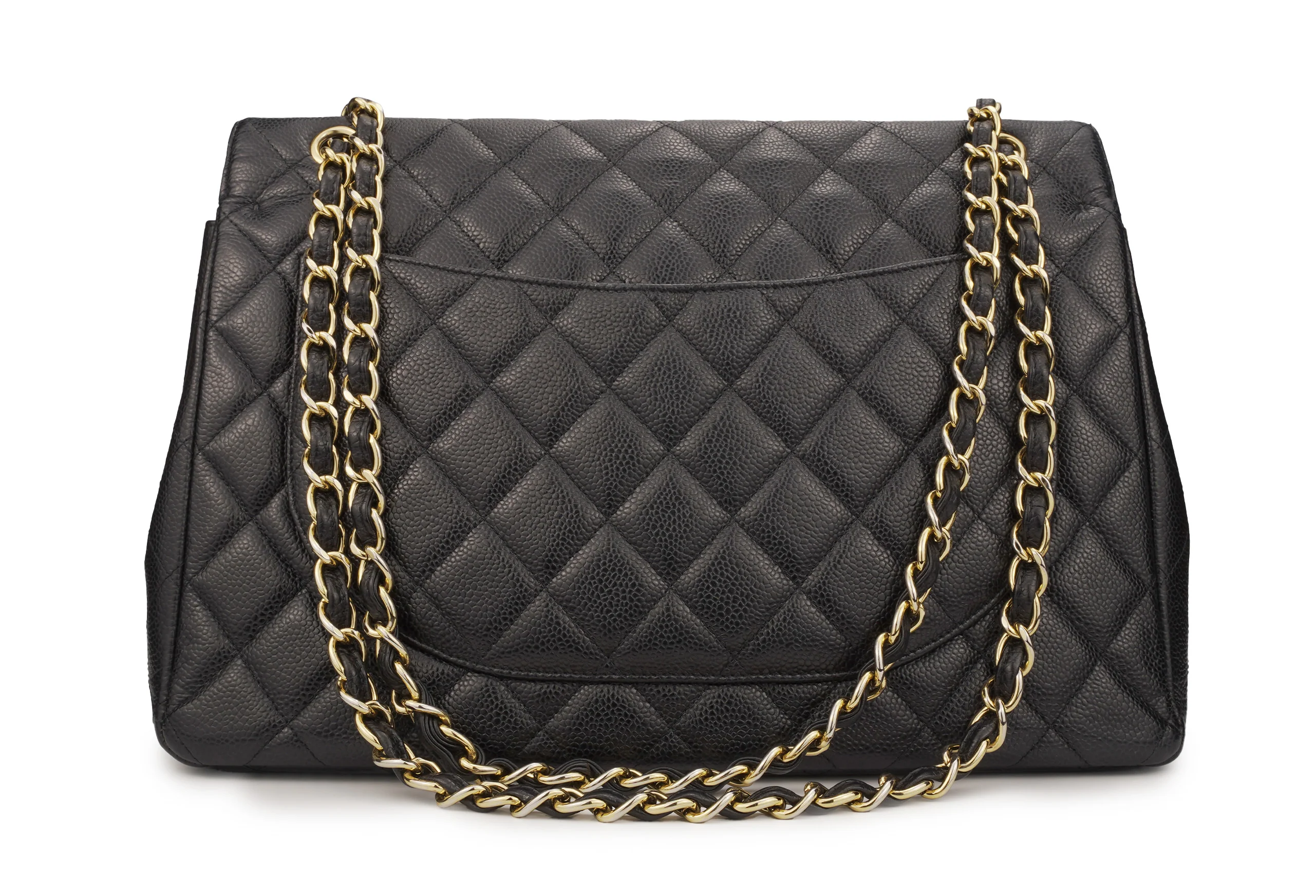 Chanel Maxi Classic Flap Caviar Black Champagne GHW - Image 4
