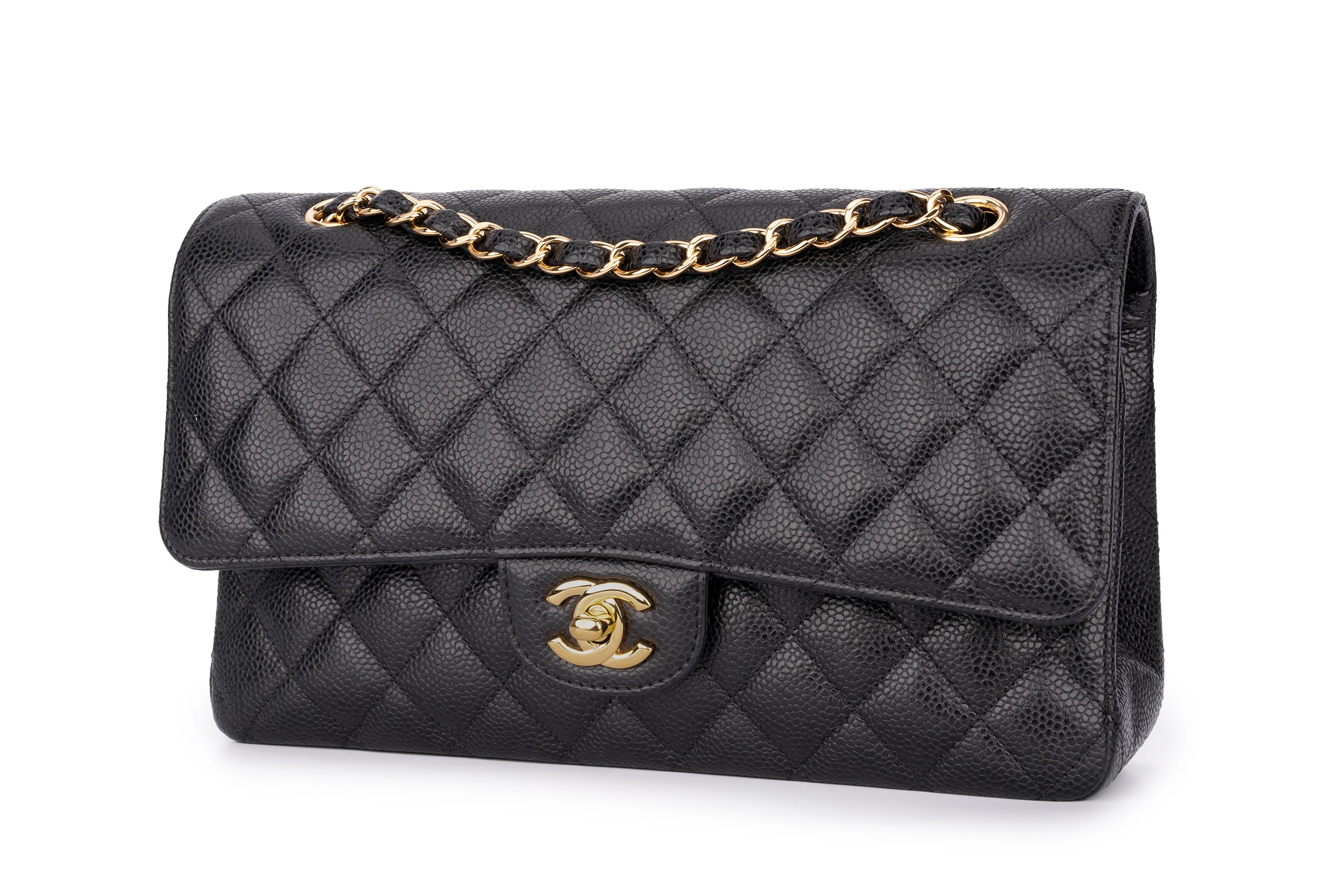 Chanel Med Classic Flap Caviar Black GHW