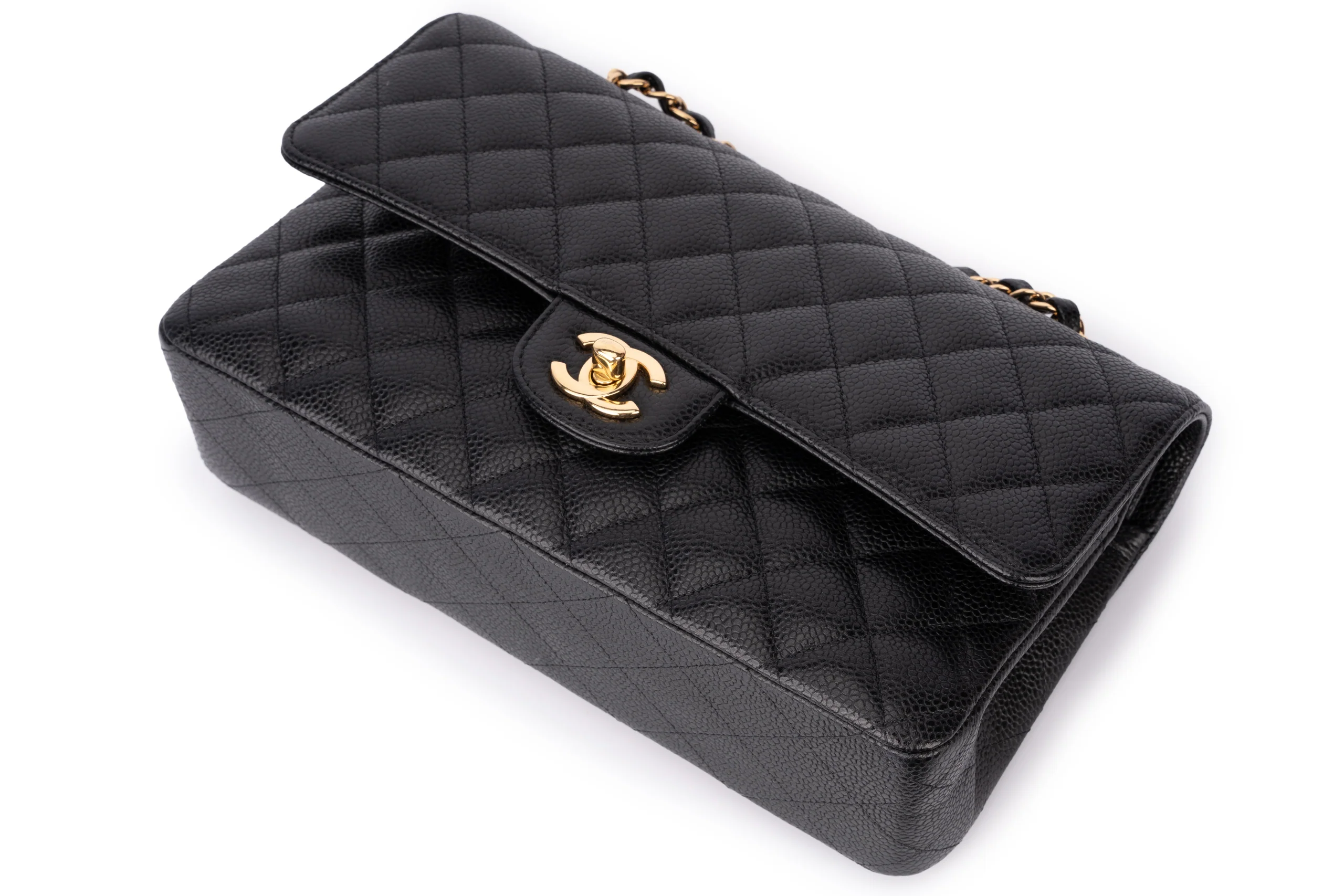 Chanel Med Classic Flap Caviar Black GHW - Image 11