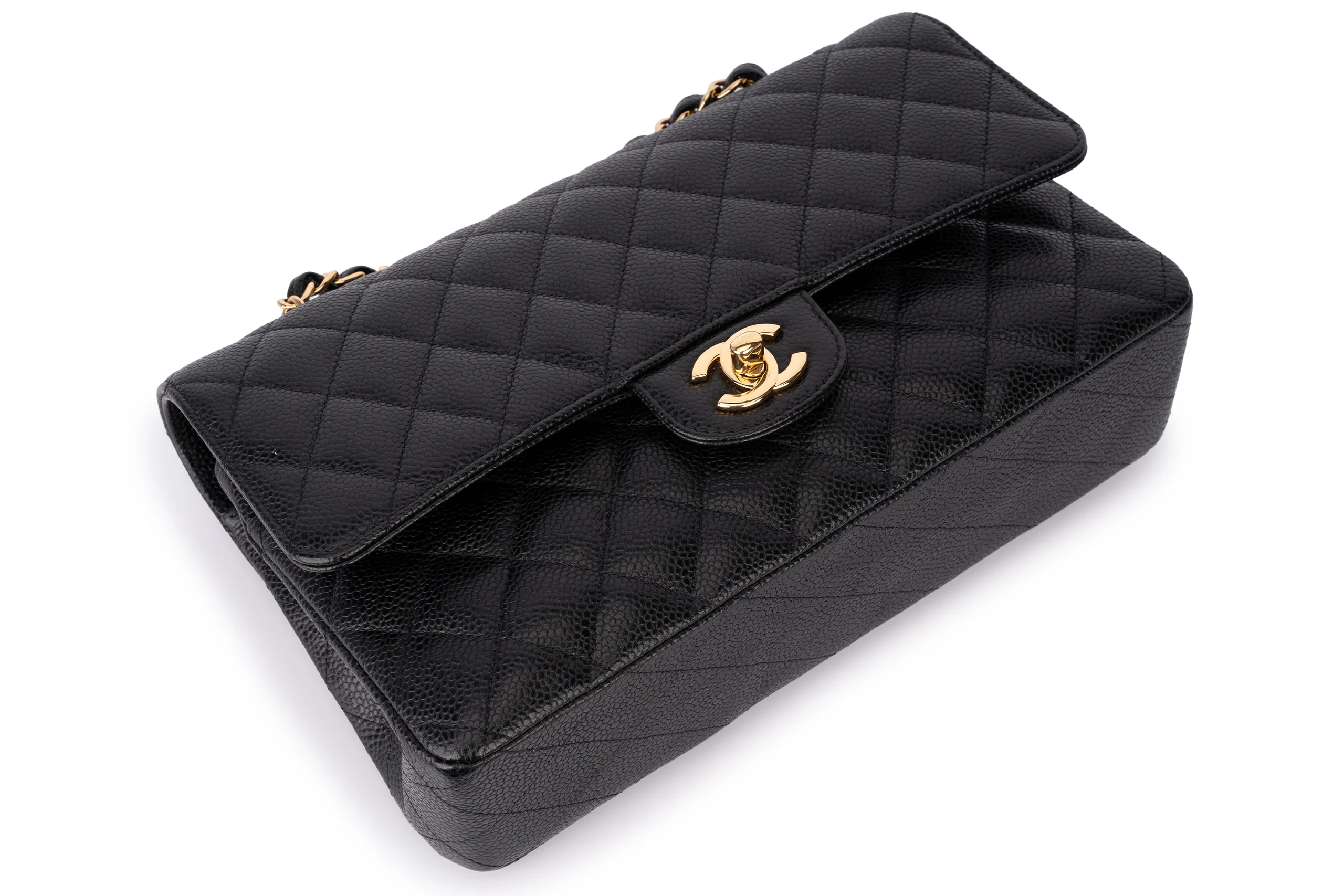 Chanel Med Classic Flap Caviar Black GHW - Image 12