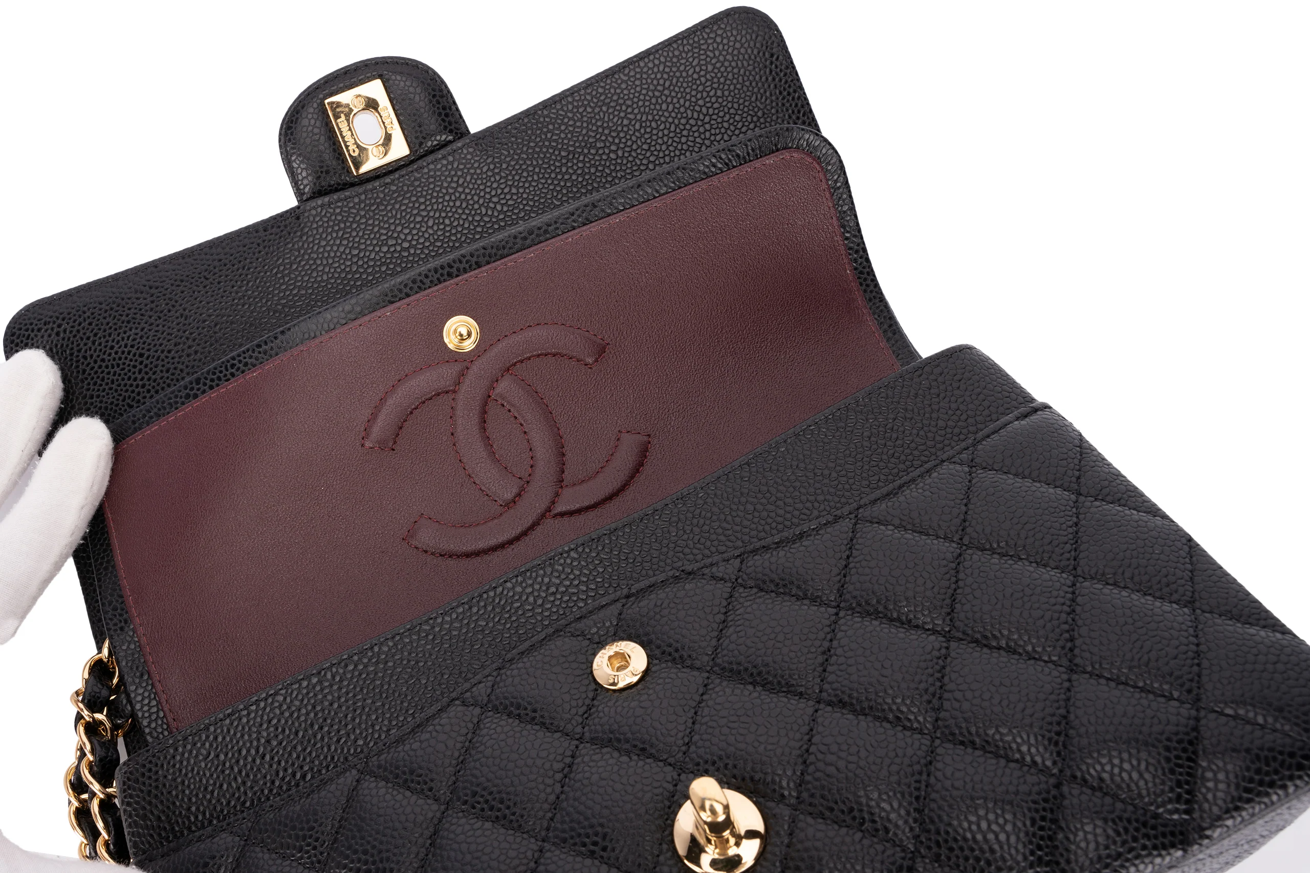 Chanel Med Classic Flap Caviar Black GHW - Image 8