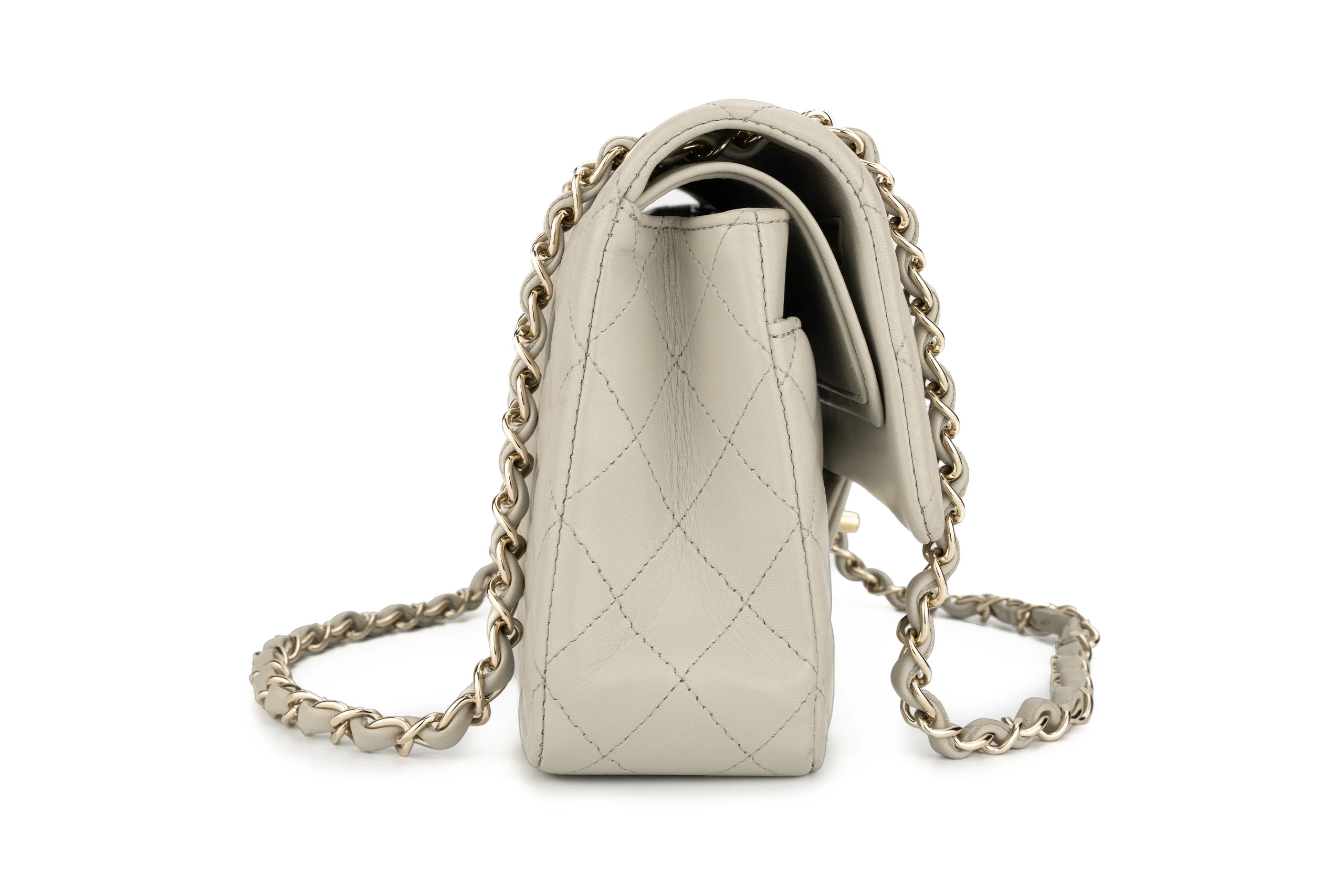 Chanel Med Classic Flap Lambskin Grey GHW - Image 4