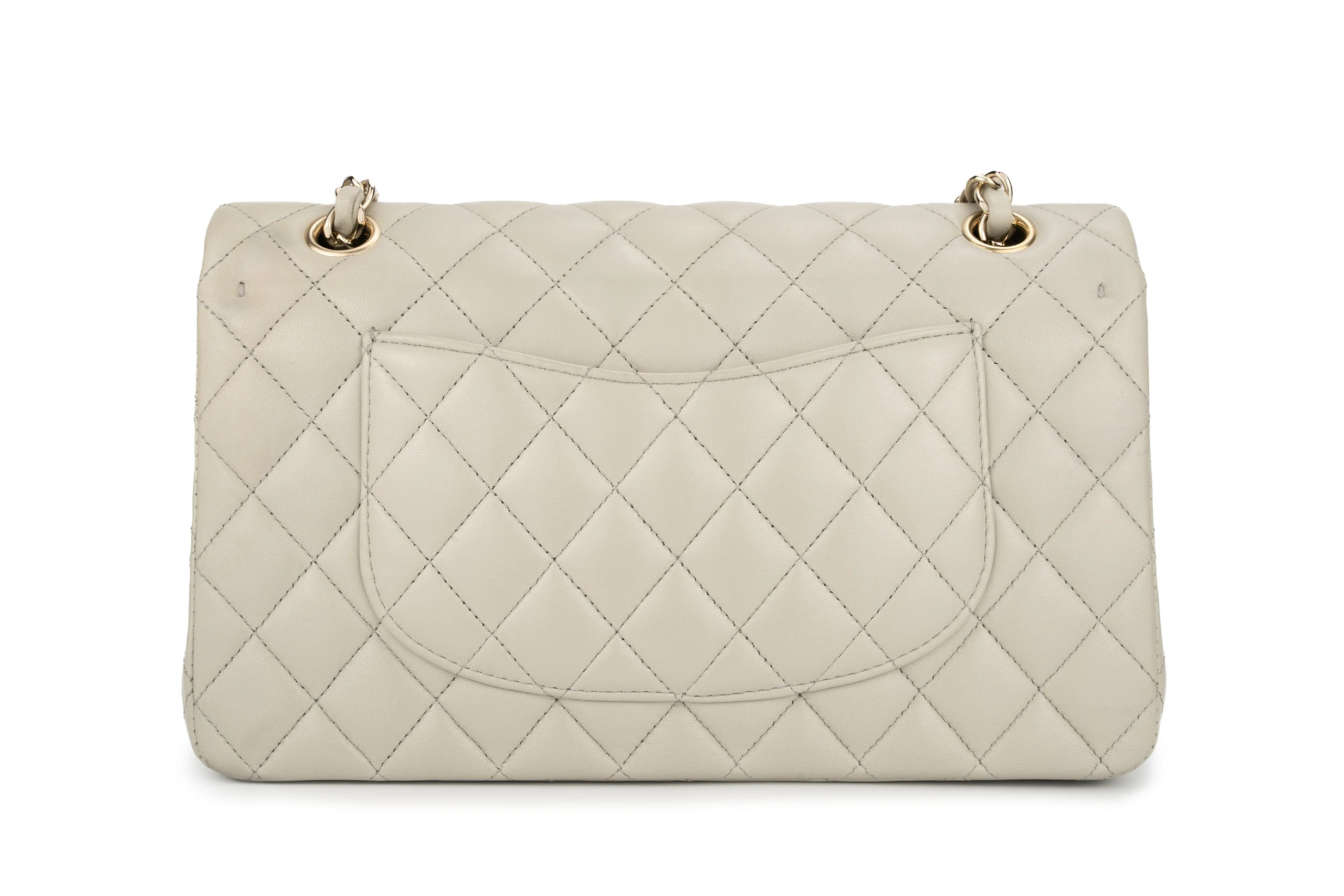 Chanel Med Classic Flap Lambskin Grey GHW - Image 5