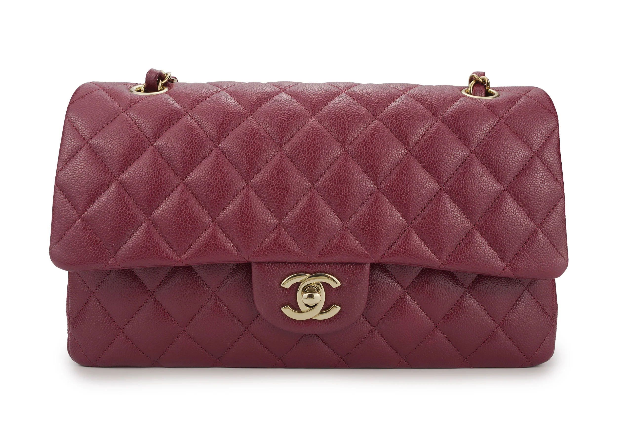 Chanel Medium Classic Flap Caviar Burgundy Champagne GHW