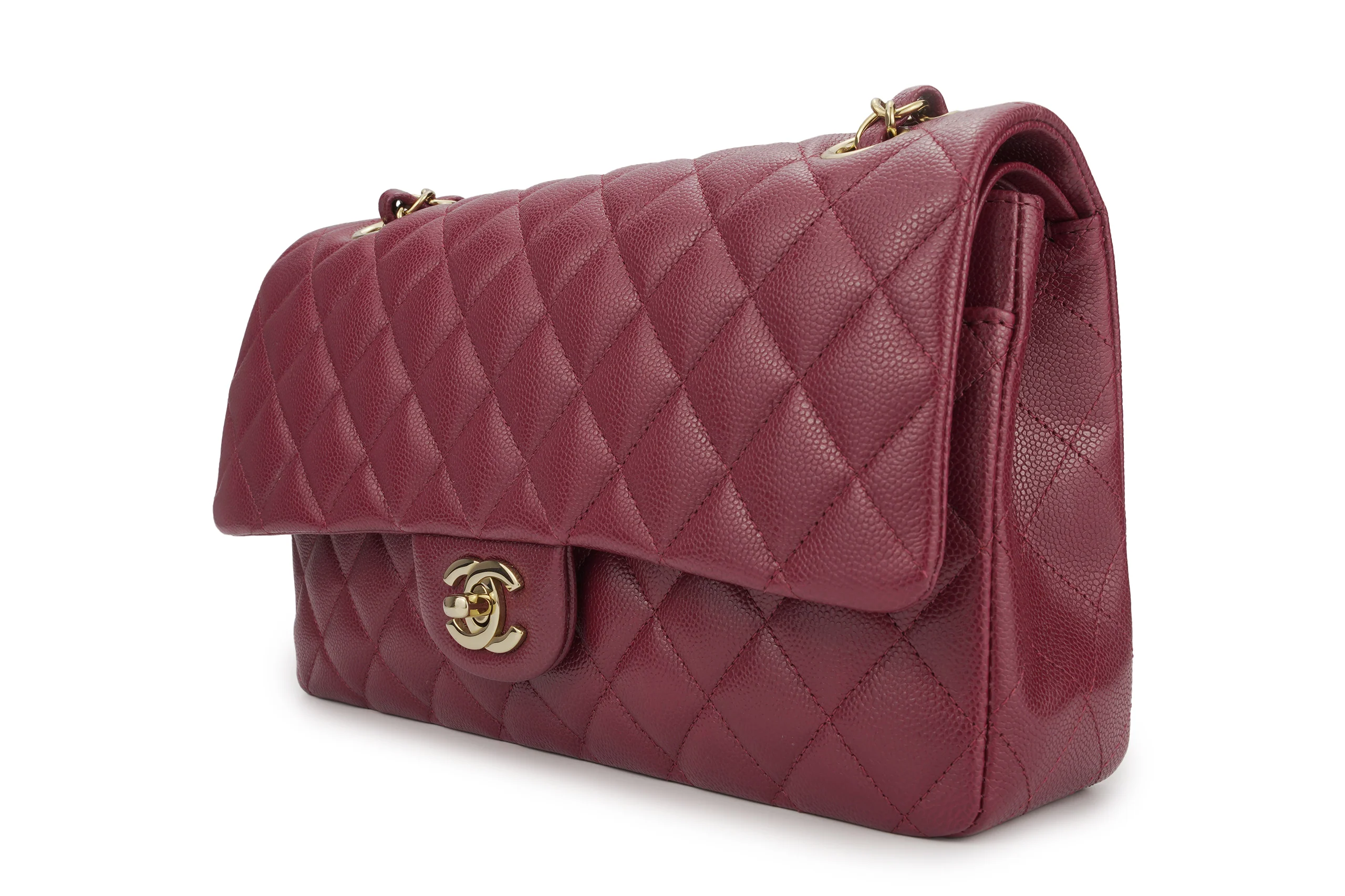 Chanel Medium Classic Flap Caviar Burgundy Champagne GHW - Image 2