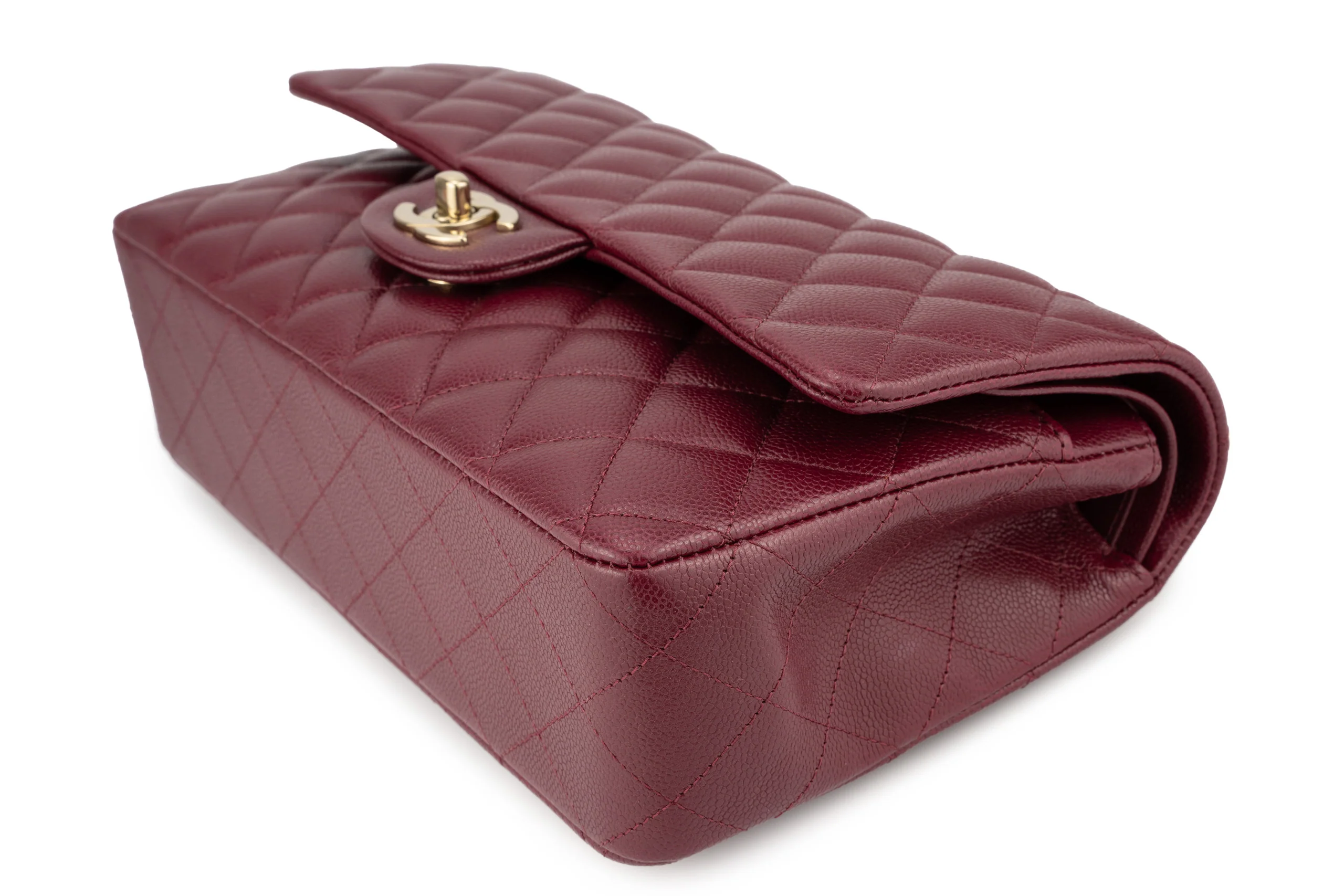Chanel Medium Classic Flap Caviar Burgundy Champagne GHW - Image 6