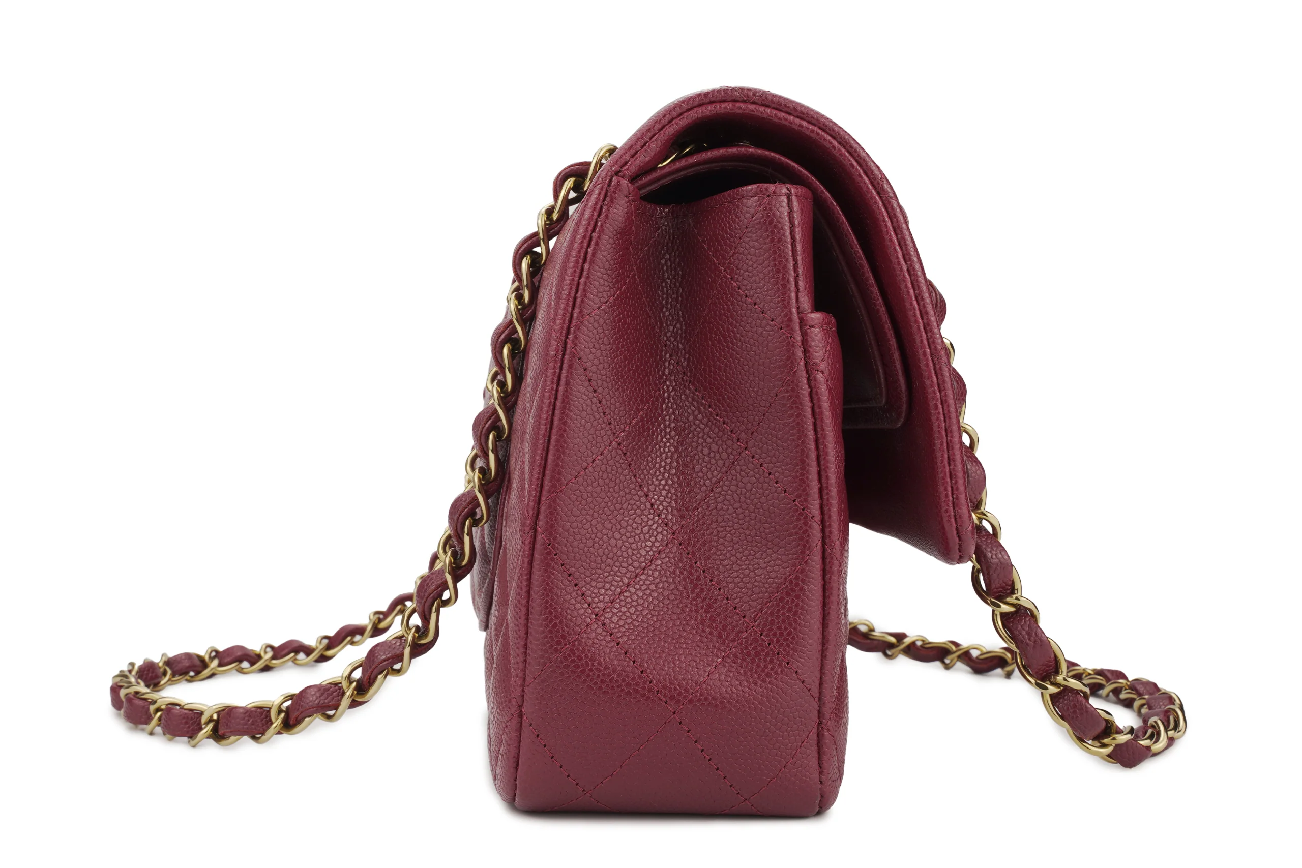 Chanel Medium Classic Flap Caviar Burgundy Champagne GHW - Image 8