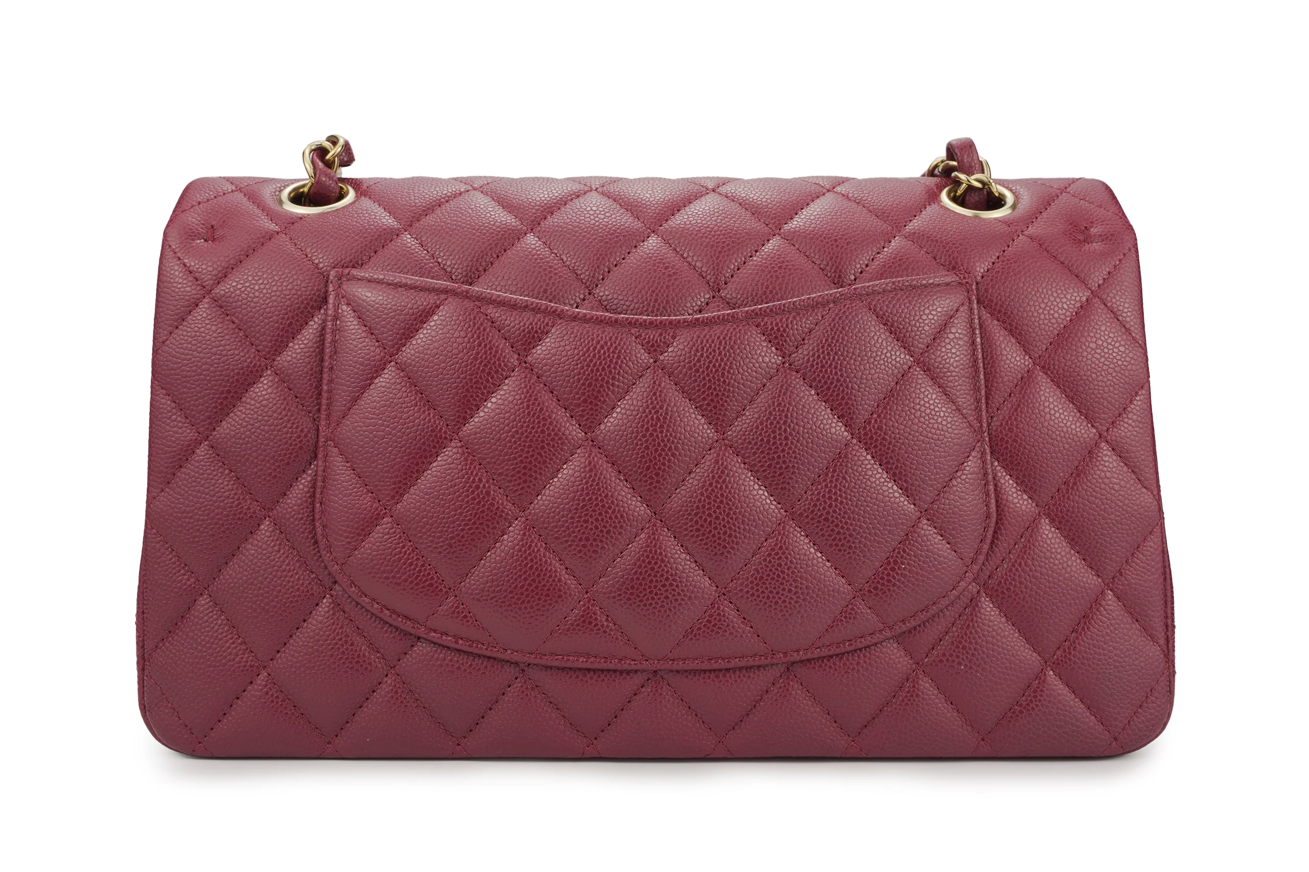 Chanel Medium Classic Flap Caviar Burgundy Champagne GHW - Image 9