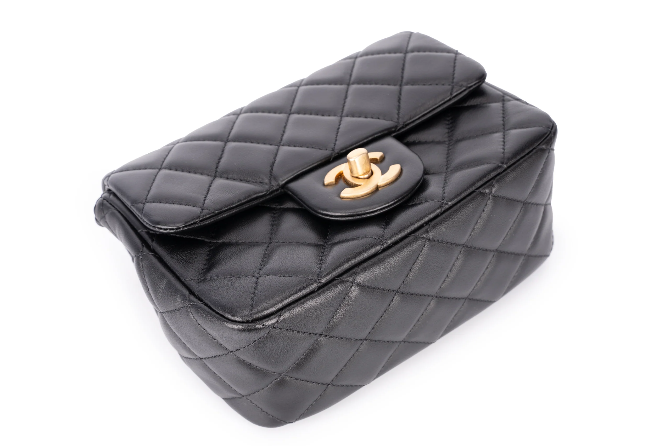 Chanel Mini Flapbag Lambskin Black GHW - Image 12