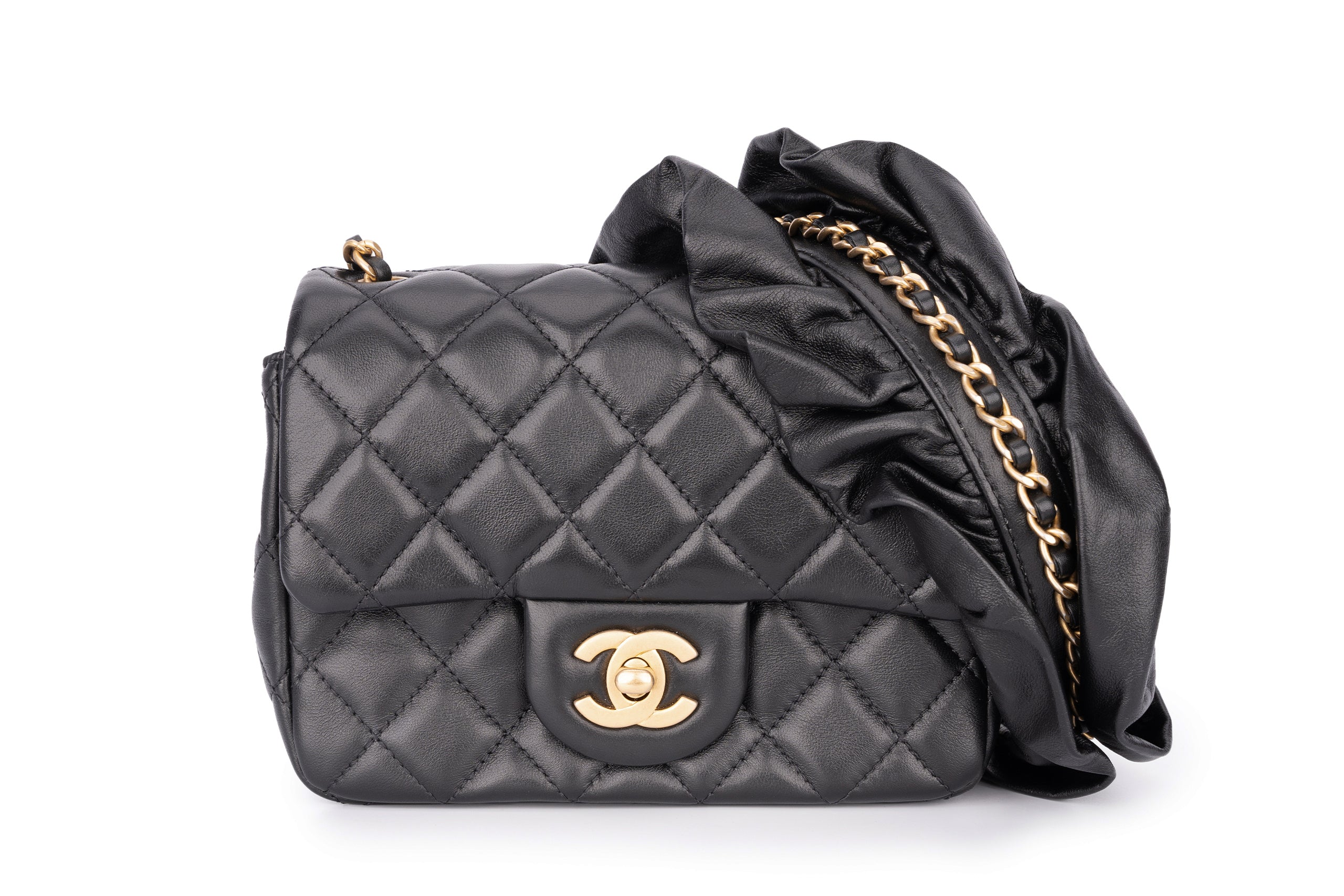 Chanel Mini Flapbag Lambskin Black GHW - Image 15