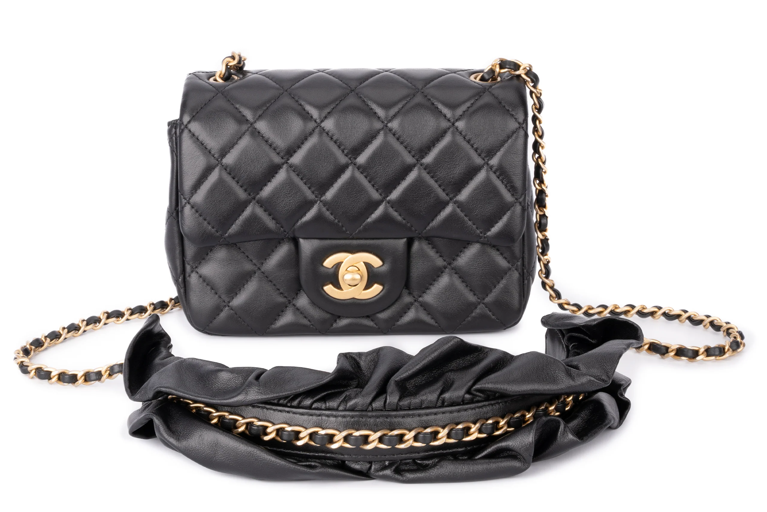 Chanel Mini Flapbag Lambskin Black GHW - Image 16