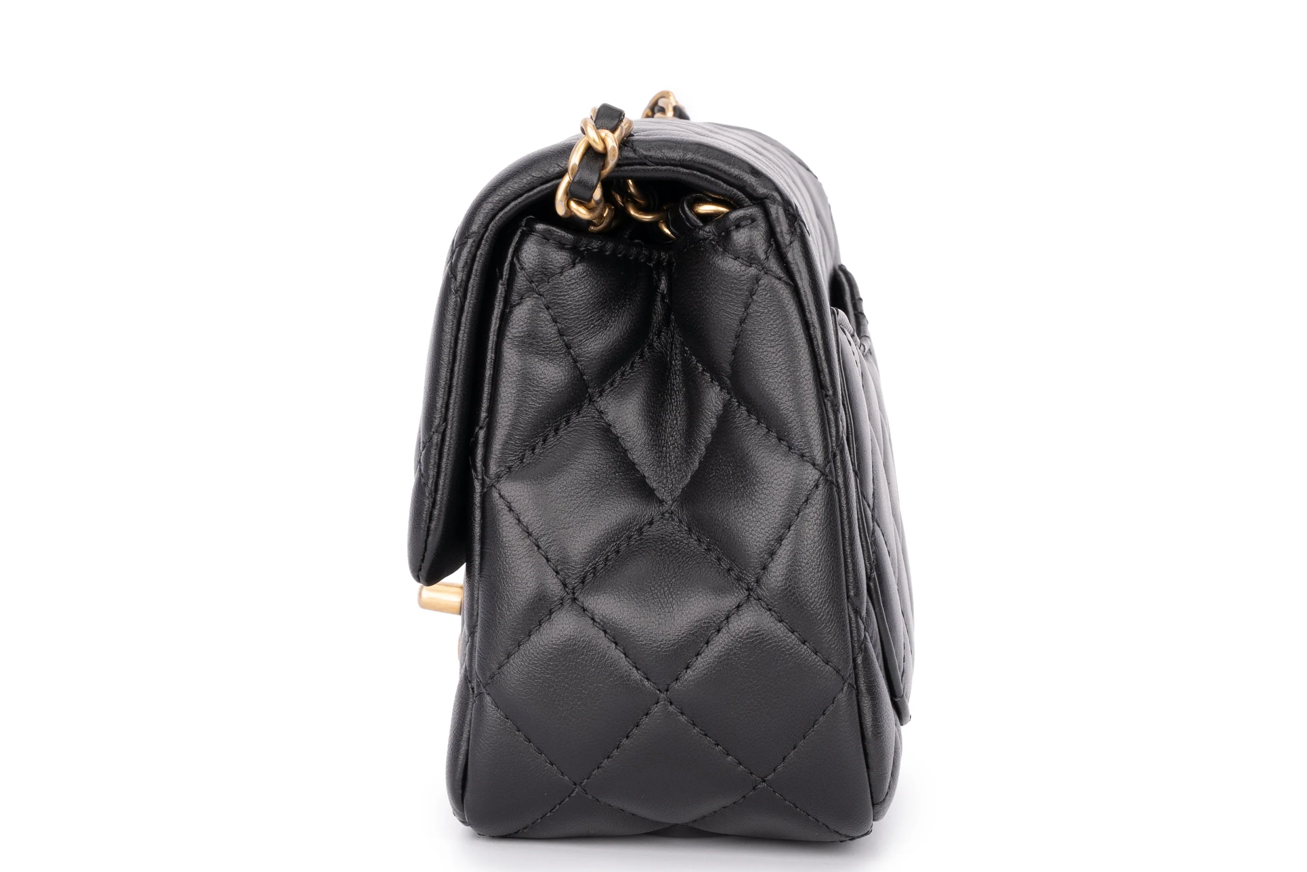 Chanel Mini Flapbag Lambskin Black GHW - Image 3