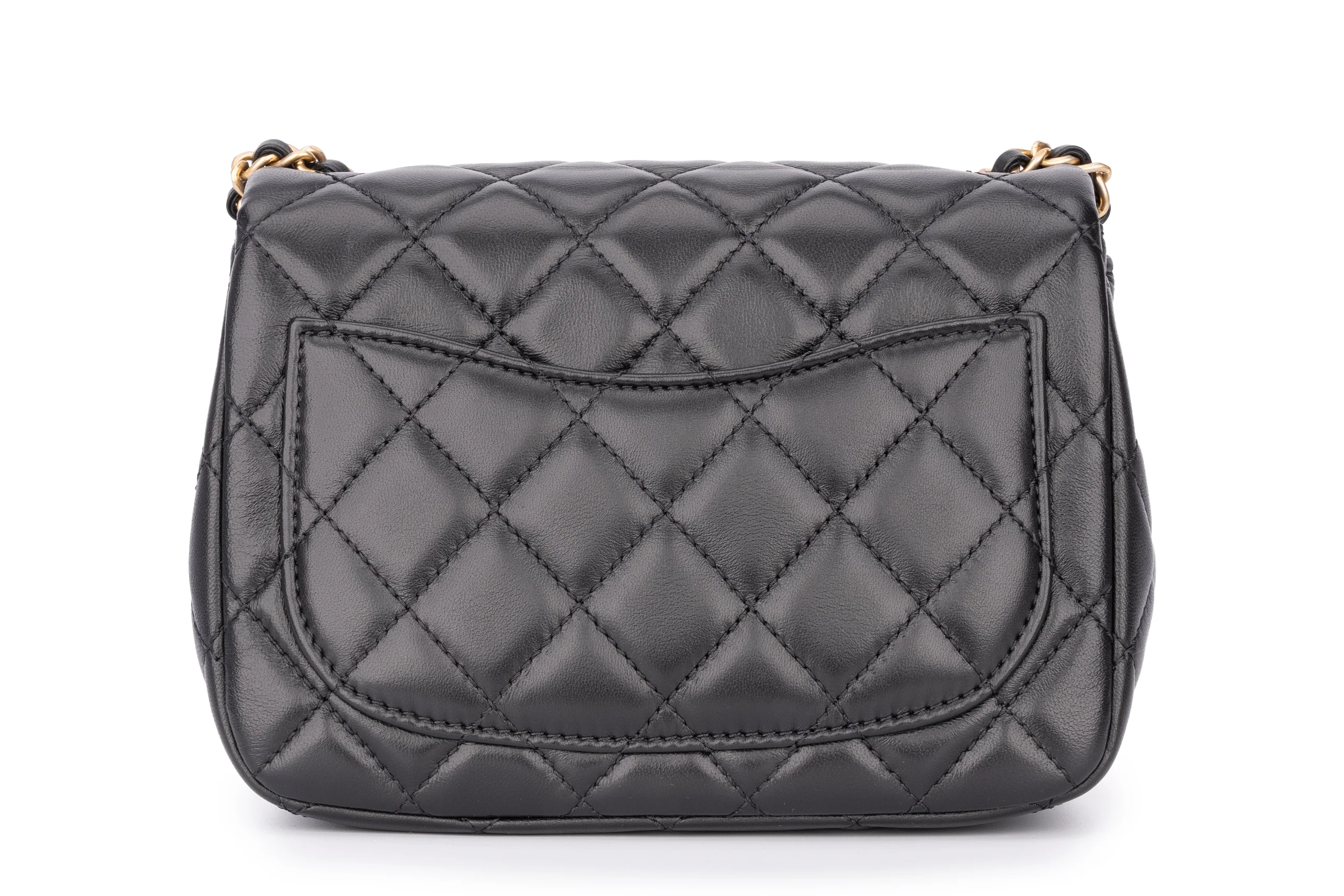 Chanel Mini Flapbag Lambskin Black GHW - Image 4