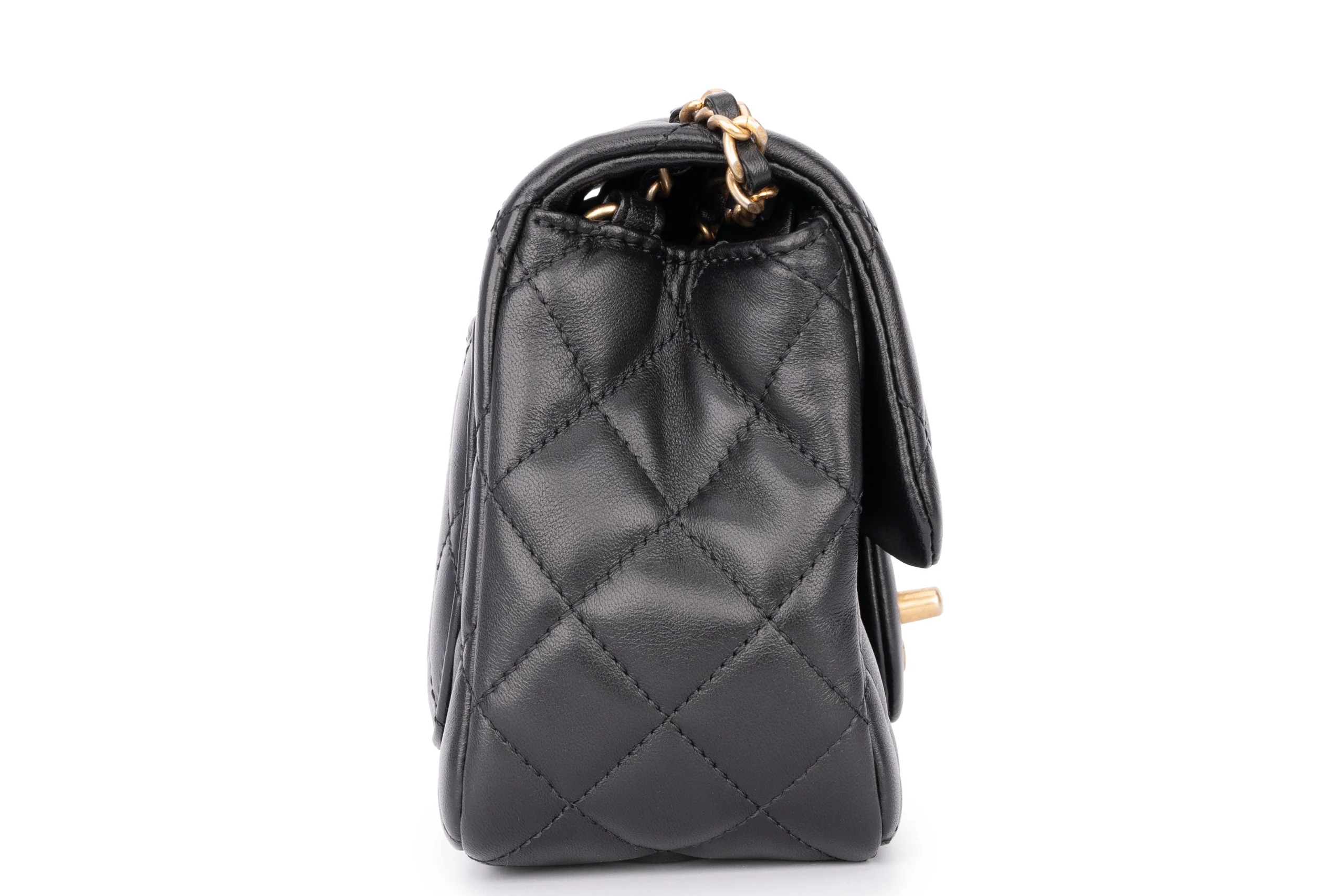 Chanel Mini Flapbag Lambskin Black GHW - Image 5