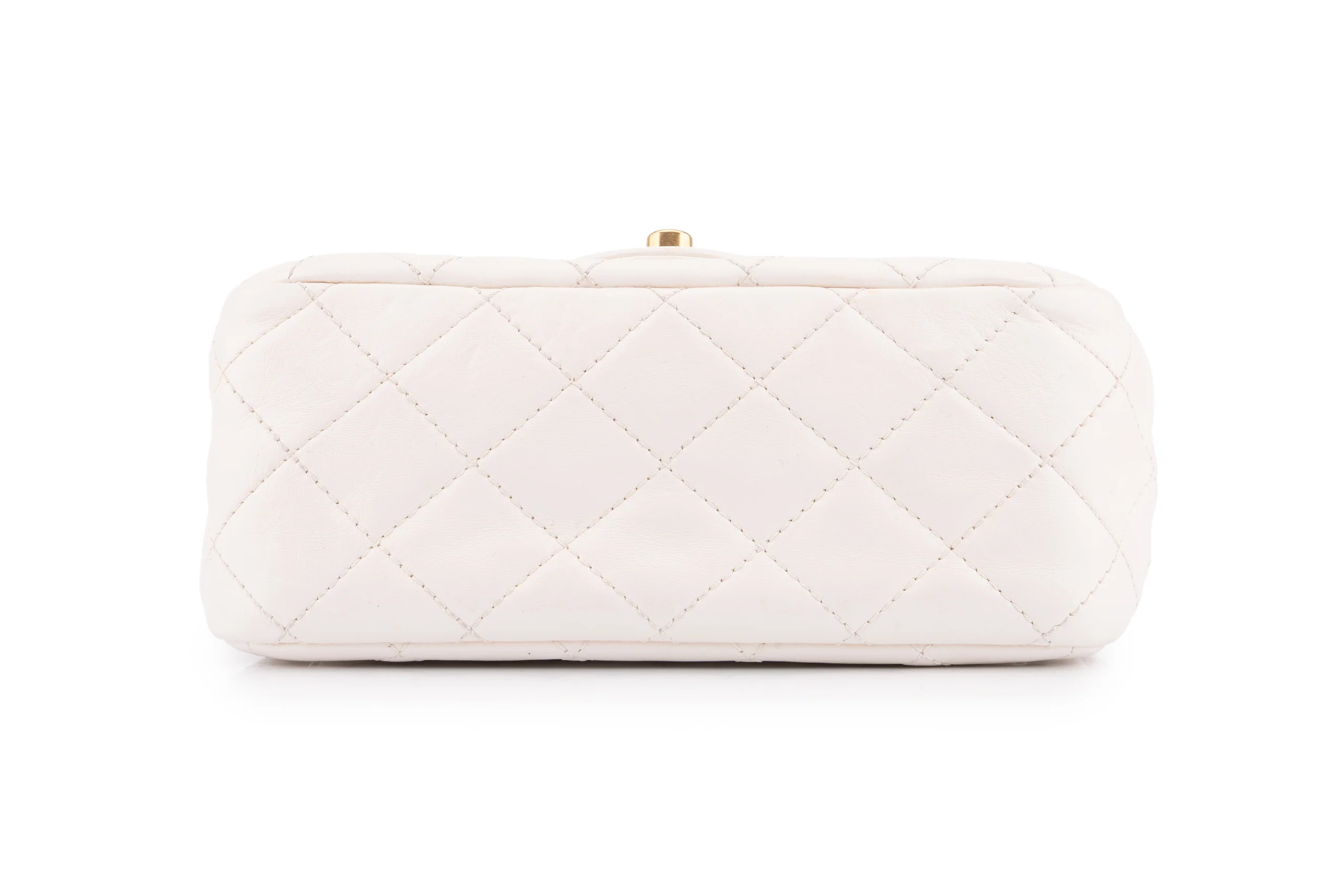 Chanel Quilted Pearl Crush Mini Square Flap Bag	Lambskin	White	GHW - Image 6