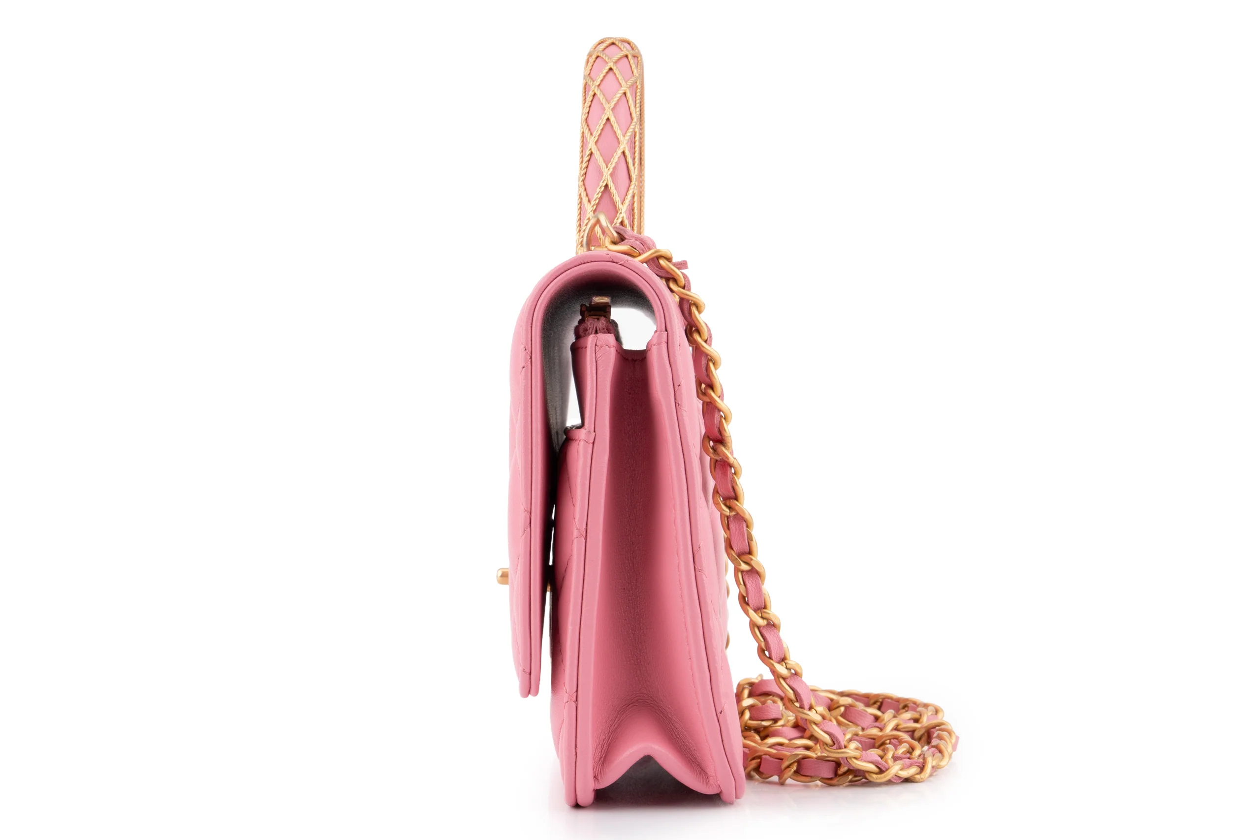 Chanel Quilted Top Handle WOC	Lambskin	Pink	GHW - Image 3