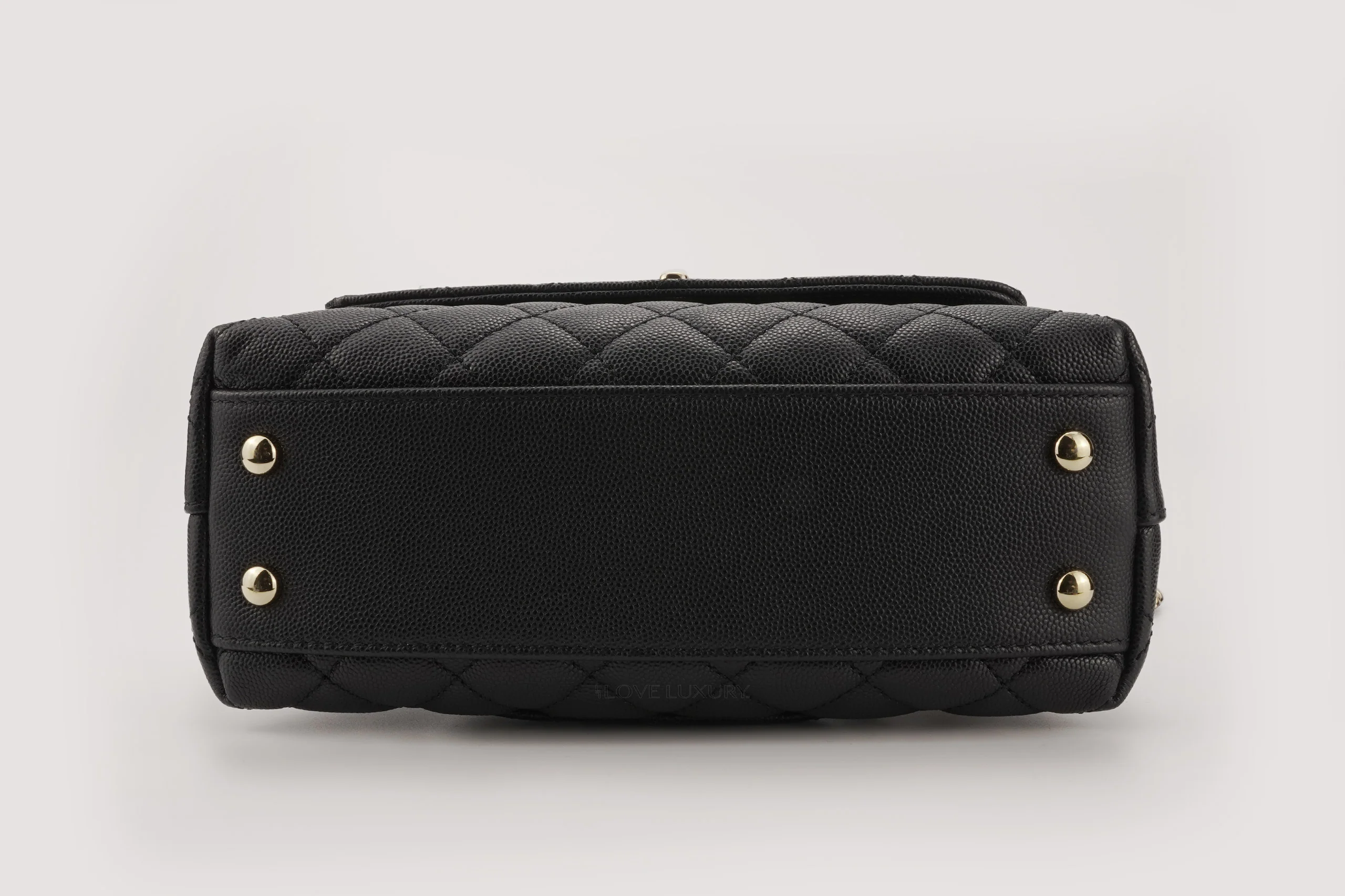 Chanel Small Coco Top Handle Flap Caviar Black Champagne GHW - Image 5