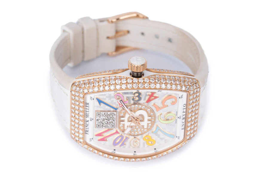 Franck Muller Bitcoin Female 38mm Alligator Strap Diamond Bezel Ref- v38scatbtc - Image 5