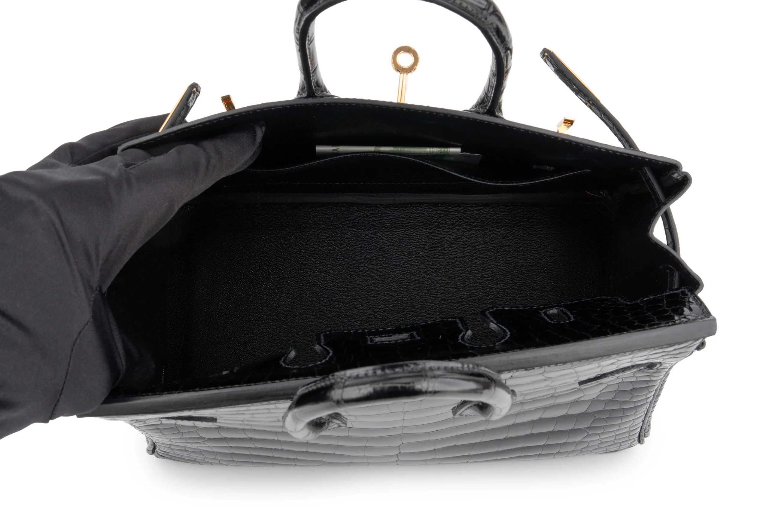 Hermès Birkin 25 Crocodile Porosus Noir GHW - Image 9