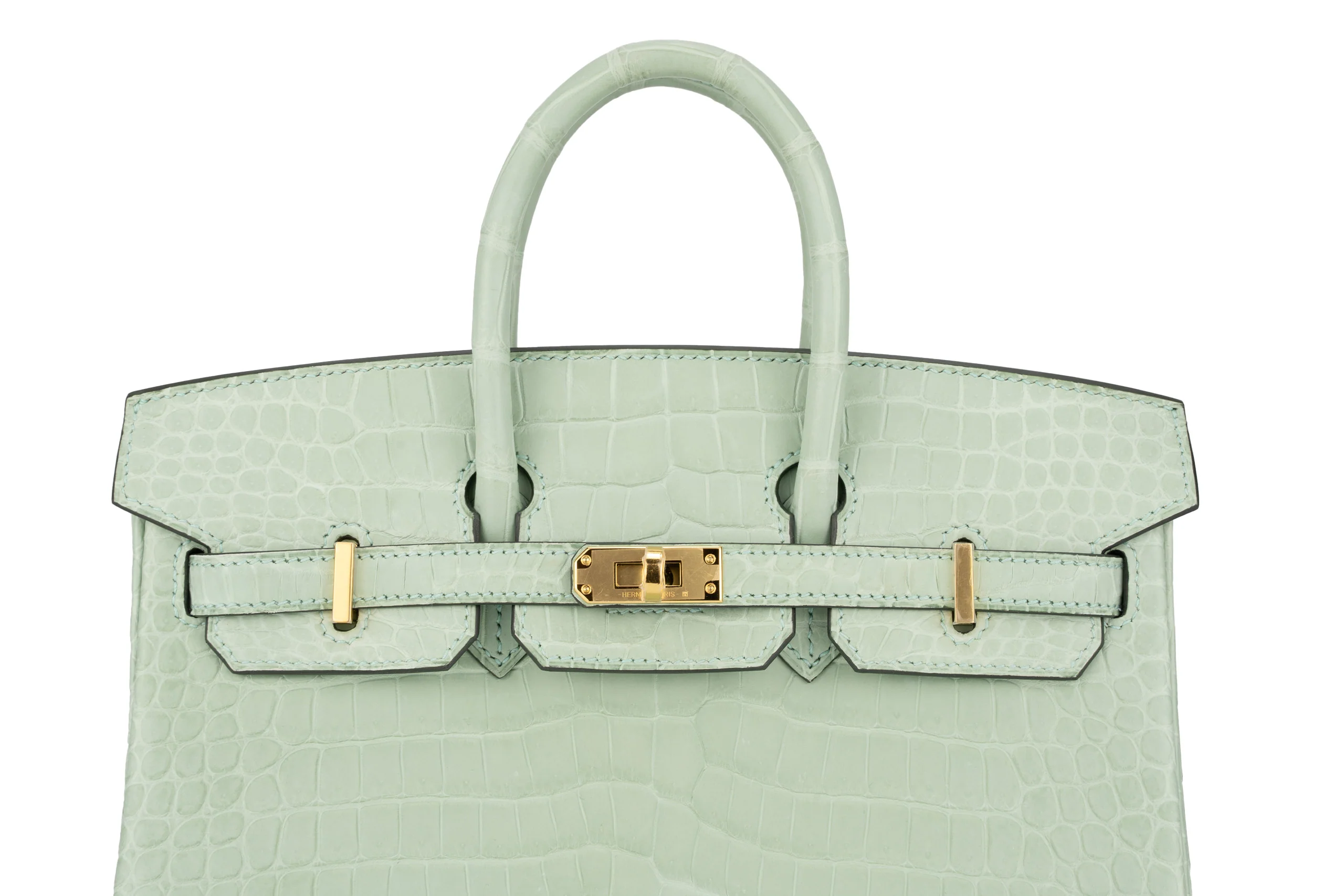 Hermès Birkin 25 Exotic Crocodile porosus Vert Deau GHW - Image 6