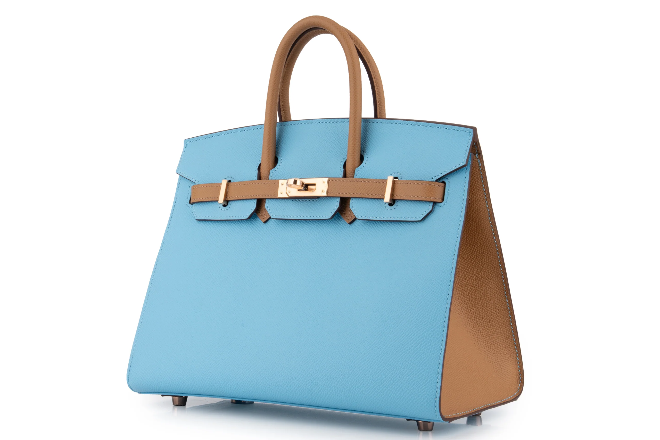 Hermès Birkin 25 		HSS Sellier	Epsom 	Bleu Celeste/Biscuit 	RGHW - Image 2
