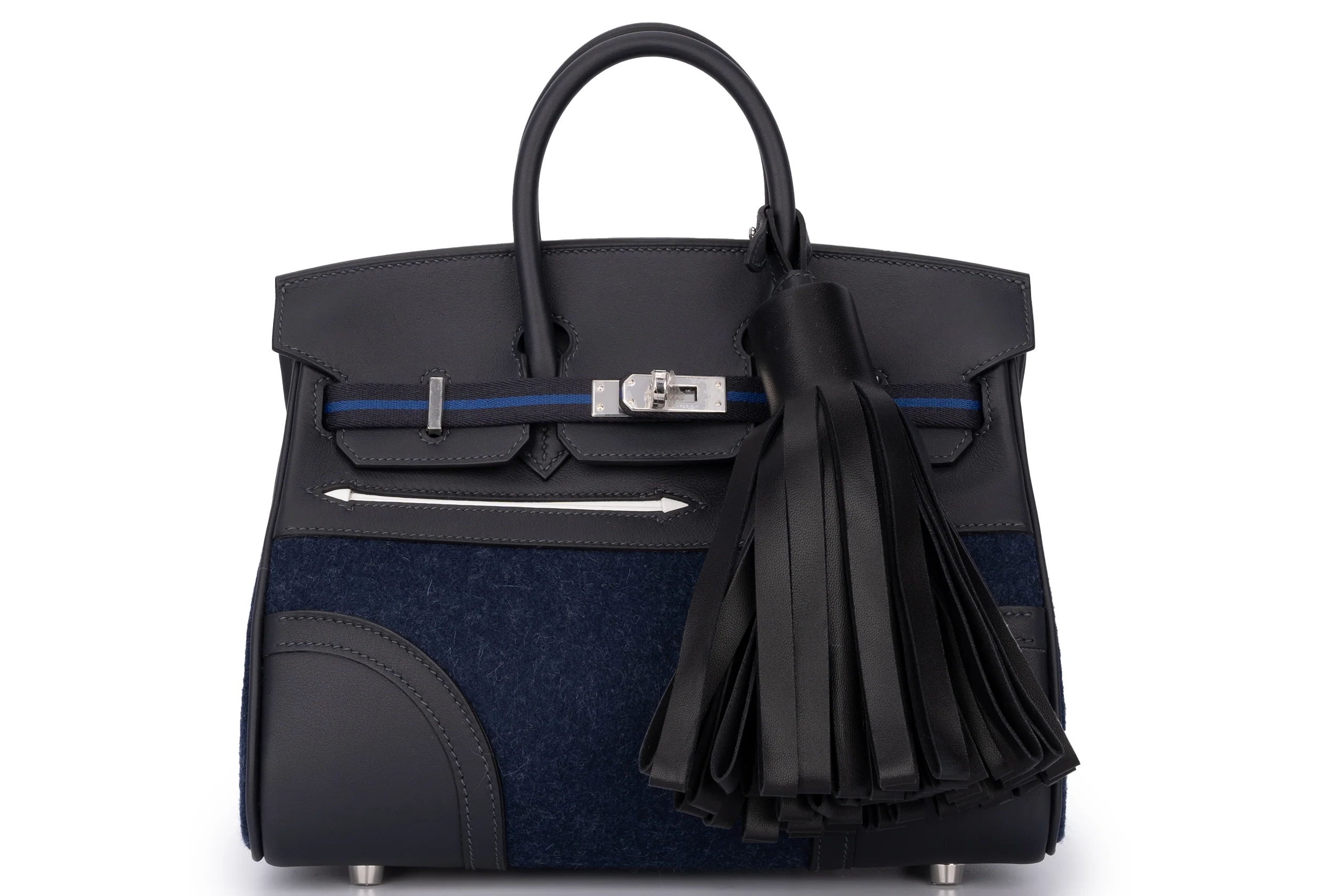 Hermès Birkin 25 	Limited Edition	Swift/Feutre	Go Team caban/Blue France/Blue Nuit/New White	PHW
