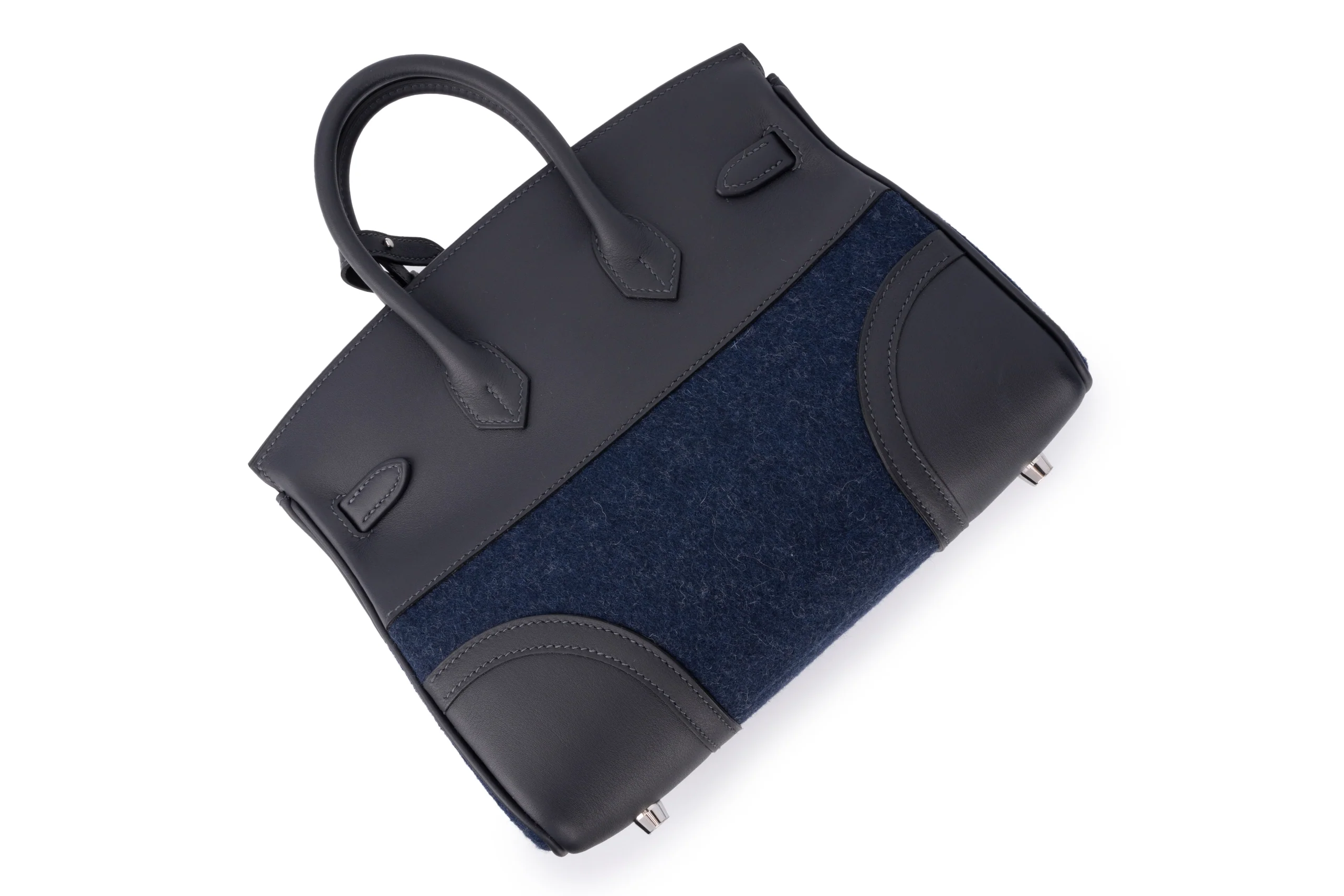 Hermès Birkin 25 	Limited Edition	Swift/Feutre	Go Team caban/Blue France/Blue Nuit/New White	PHW - Image 11