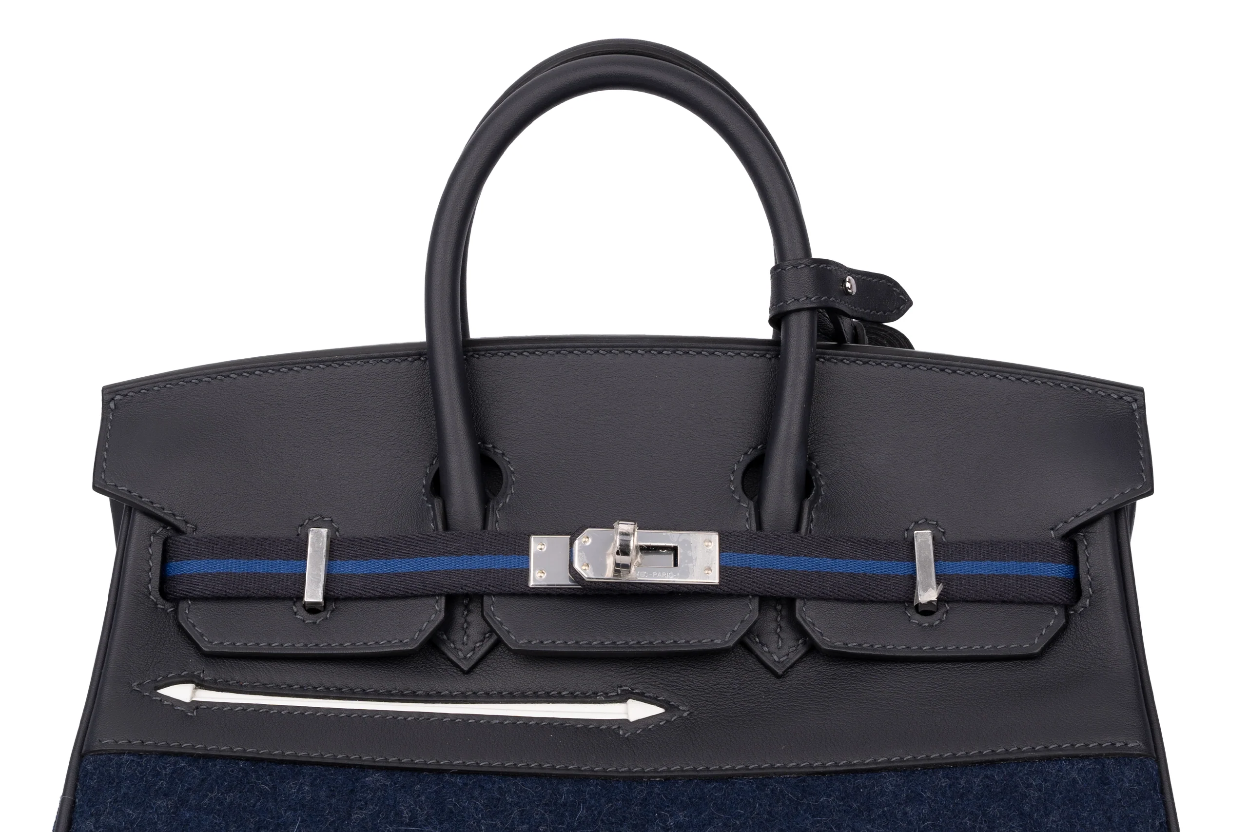 Hermès Birkin 25 	Limited Edition	Swift/Feutre	Go Team caban/Blue France/Blue Nuit/New White	PHW - Image 7