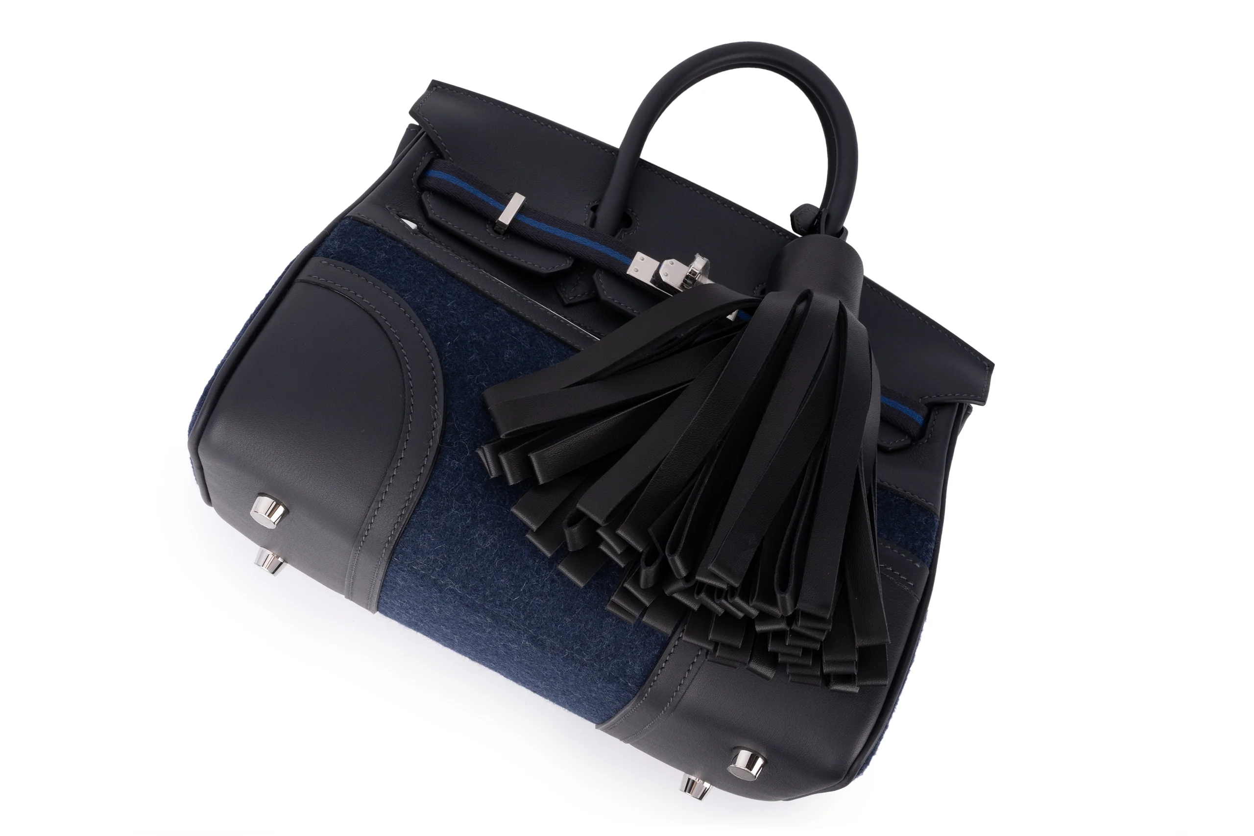 Hermès Birkin 25 	Limited Edition	Swift/Feutre	Go Team caban/Blue France/Blue Nuit/New White	PHW - Image 8