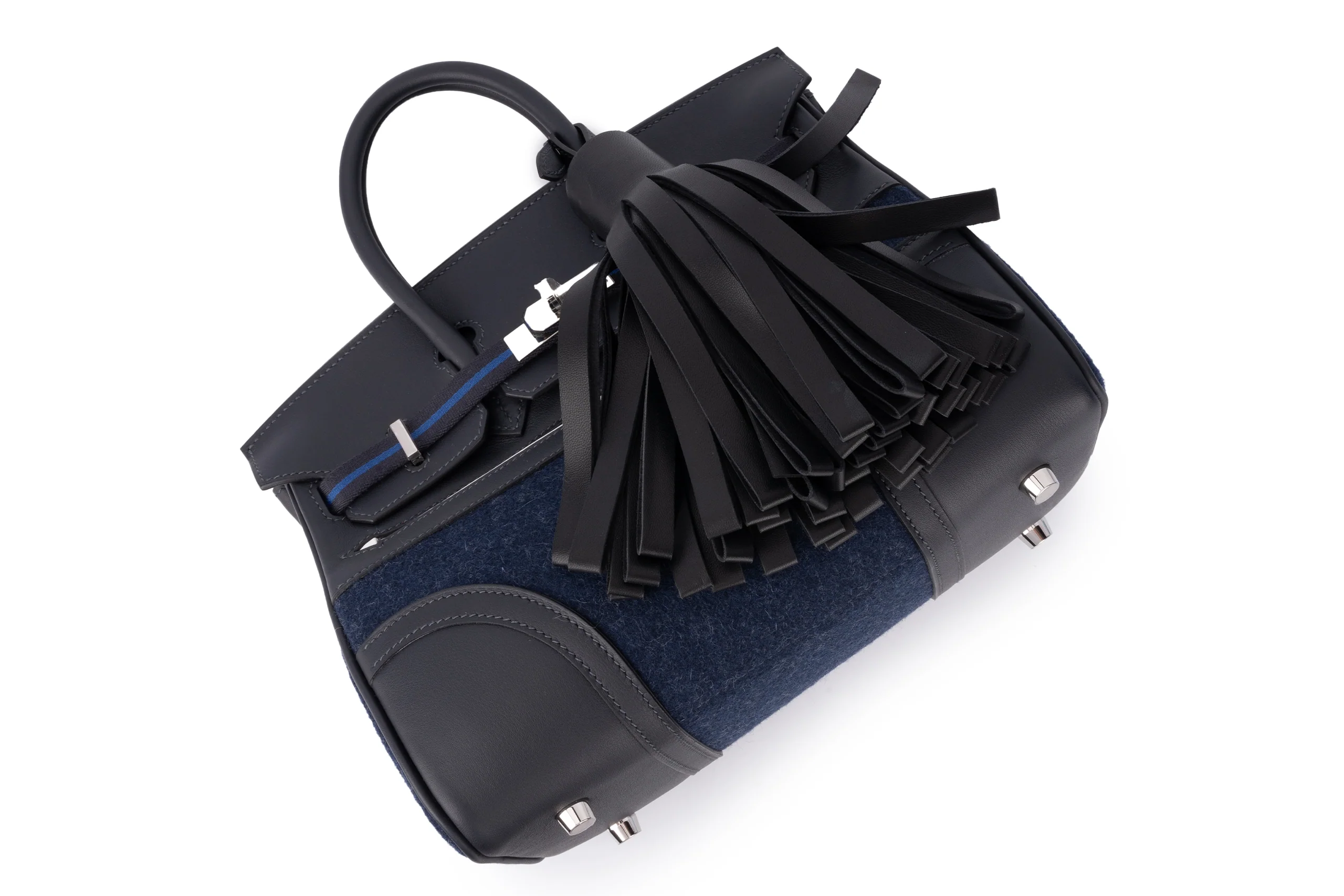 Hermès Birkin 25 	Limited Edition	Swift/Feutre	Go Team caban/Blue France/Blue Nuit/New White	PHW - Image 9