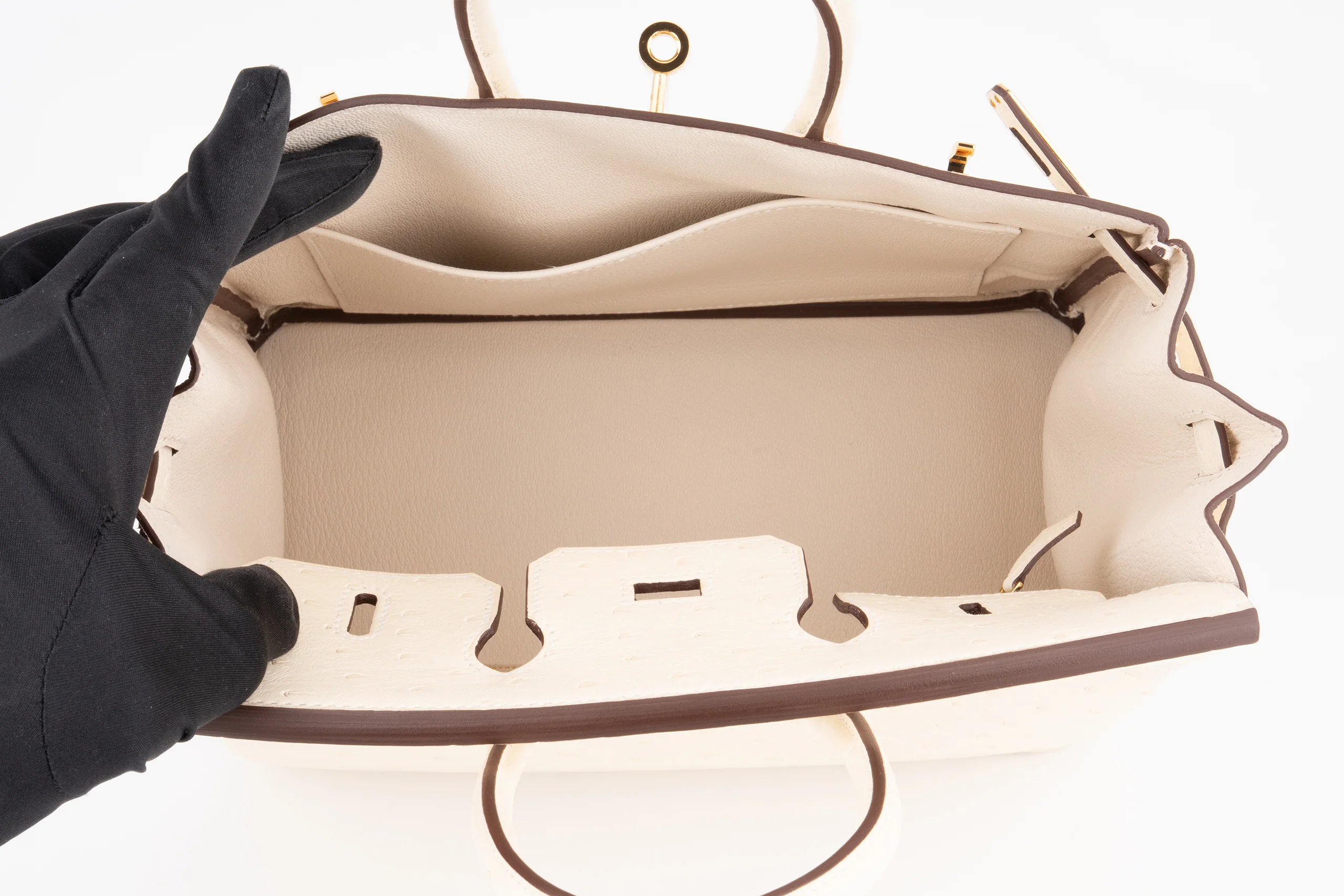 Hermès Birkin 25 		Ostrich 	Nata 	GHW - Image 9