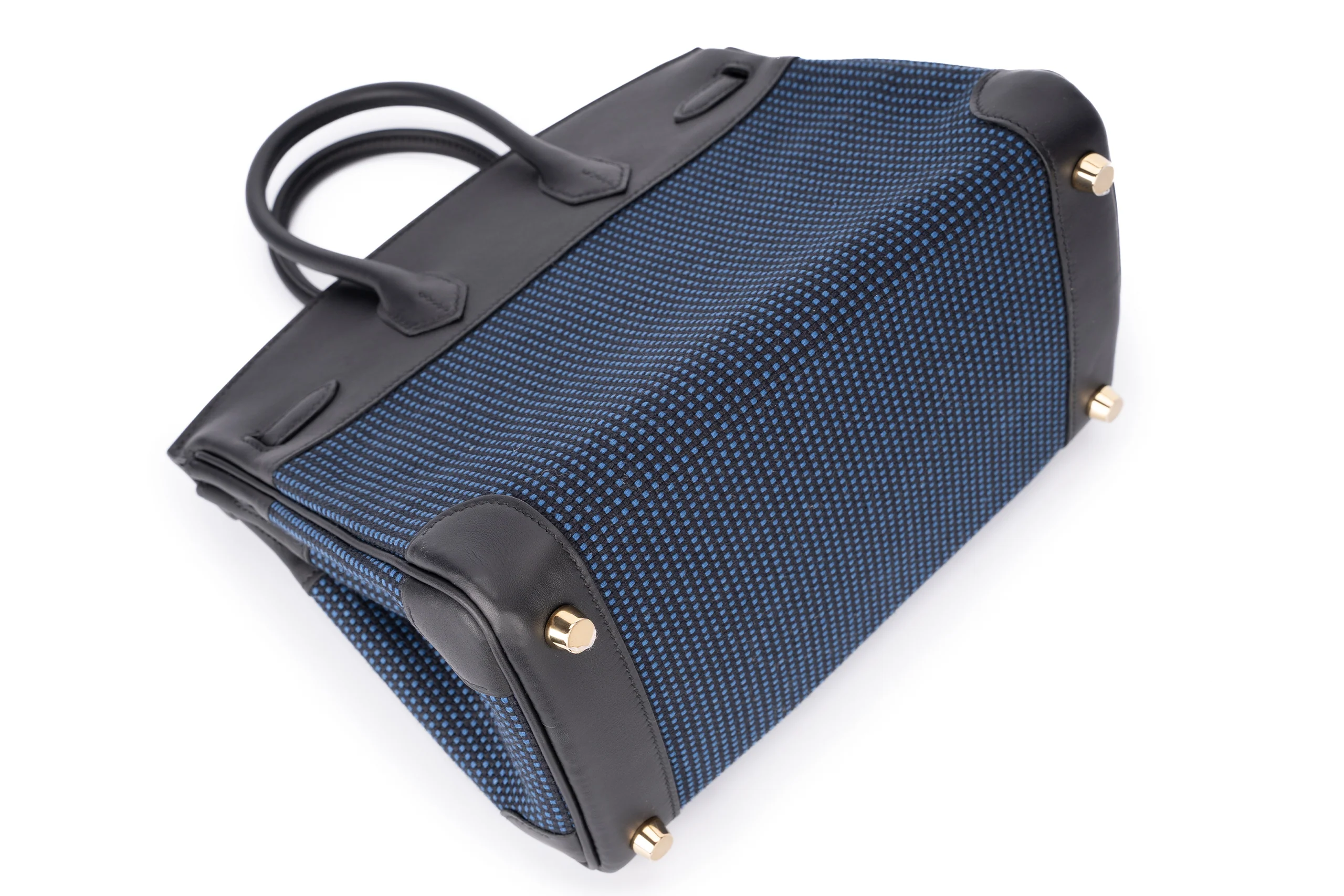 Hermès Birkin 25 Retourne Toile Quadrille/Swift Egee/Noire GHW - Image 11