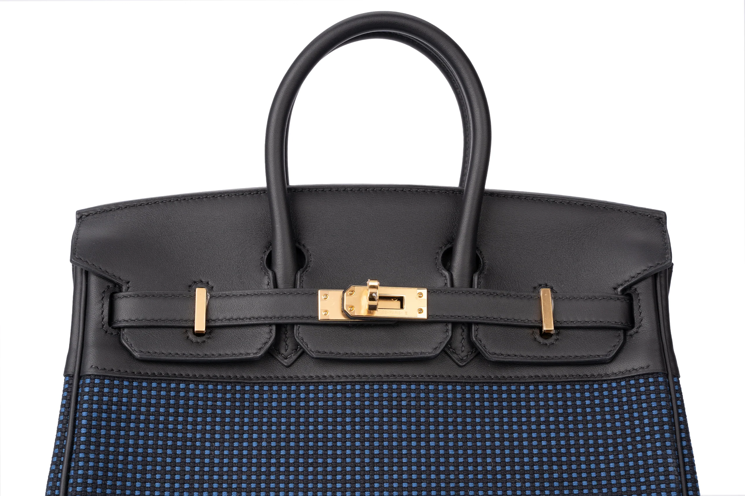 Hermès Birkin 25 Retourne Toile Quadrille/Swift Egee/Noire GHW - Image 7