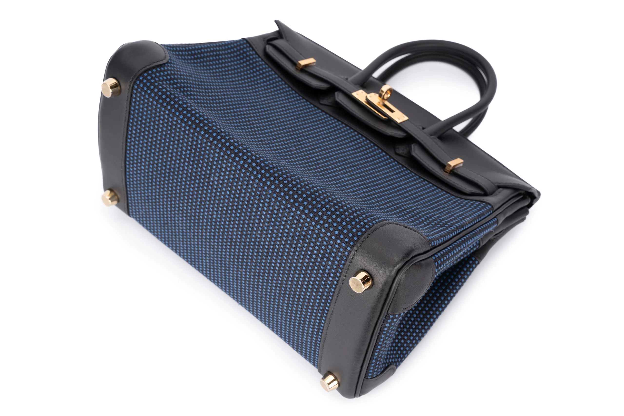 Hermès Birkin 25 Retourne Toile Quadrille/Swift Egee/Noire GHW - Image 8