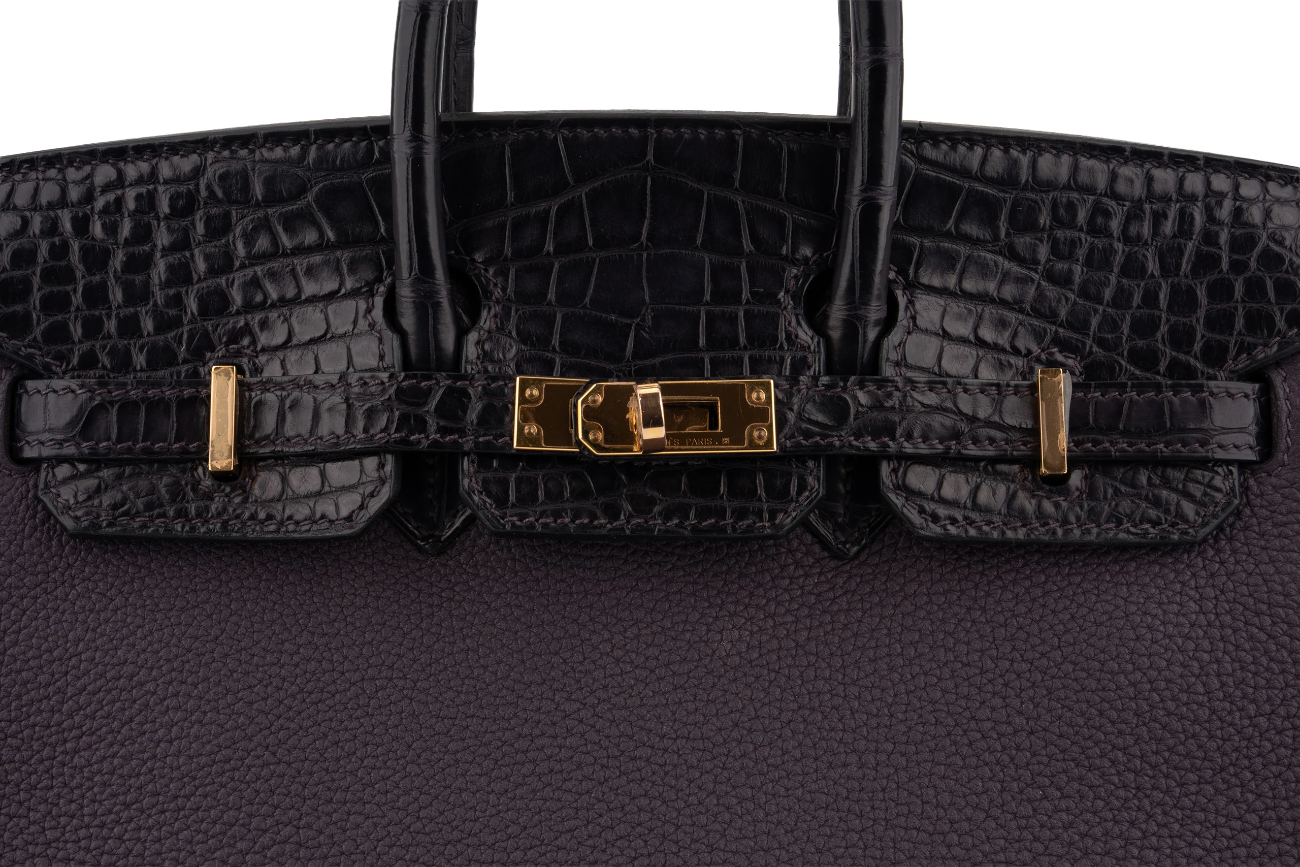 Hermès Birkin 25 Togo Touch Alligator Missisipiensis Prunoir / Raisin GHW - Image 7