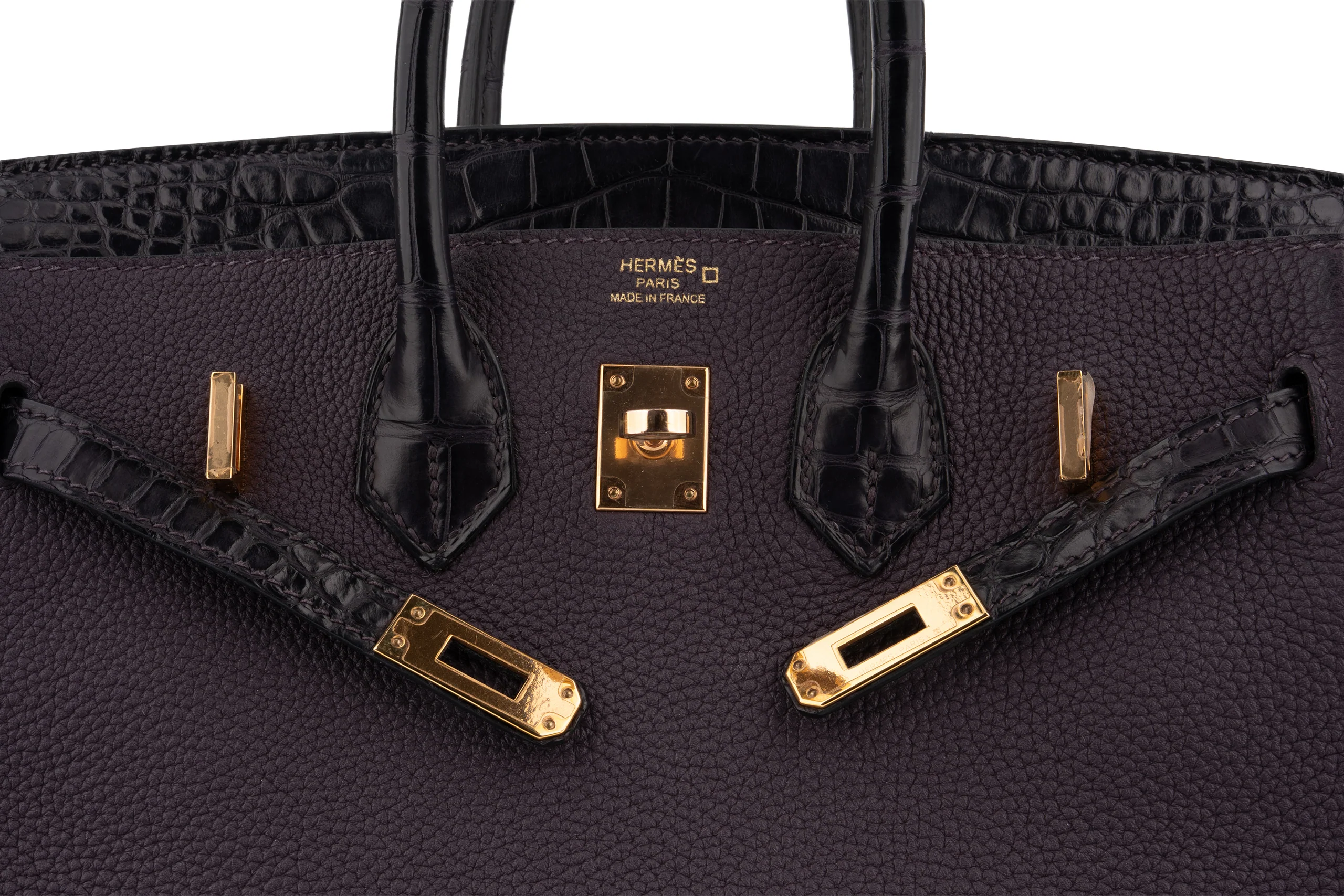 Hermès Birkin 25 Togo Touch Alligator Missisipiensis Prunoir / Raisin GHW - Image 8