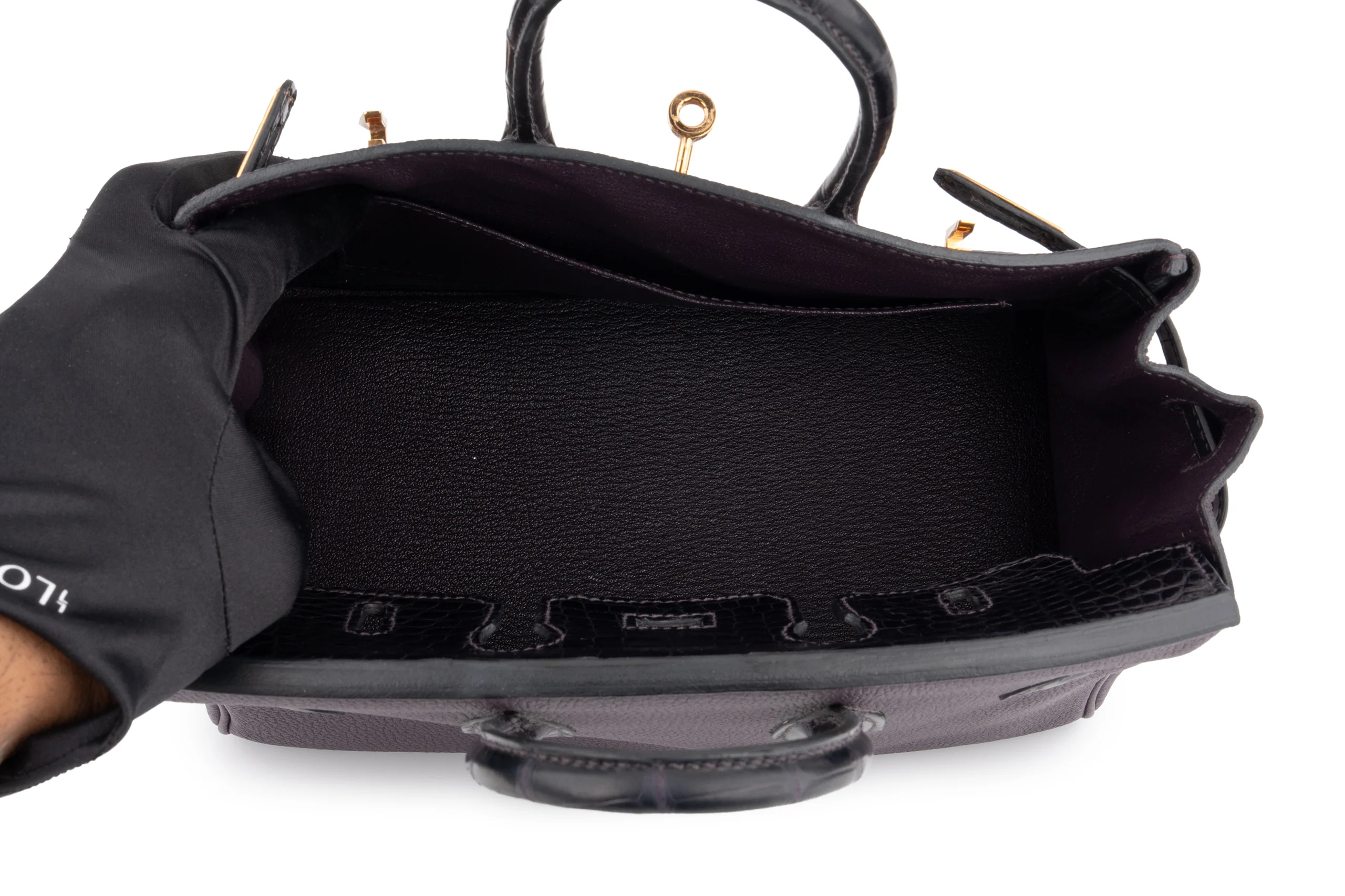 Hermès Birkin 25 Togo Touch Alligator Missisipiensis Prunoir / Raisin GHW - Image 9