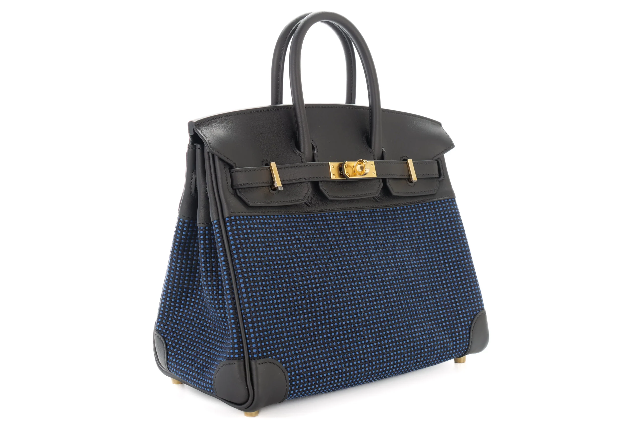 Hermès Birkin 25		Toile  Quadrille	Blue / Noir	GHW - Image 2