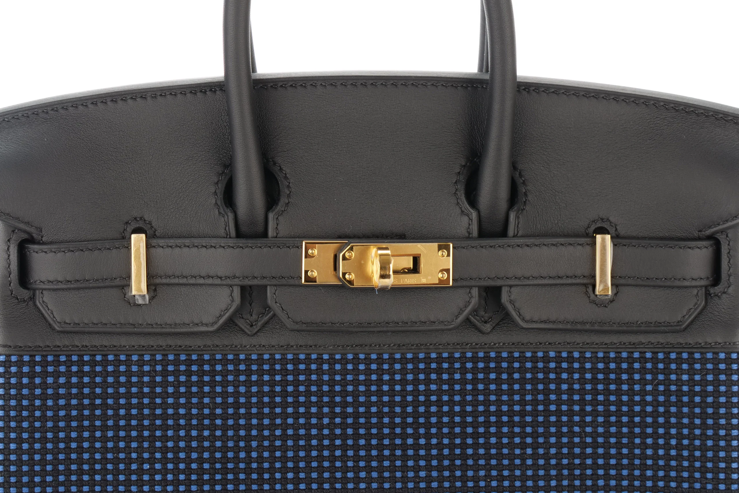 Hermès Birkin 25		Toile  Quadrille	Blue / Noir	GHW - Image 7