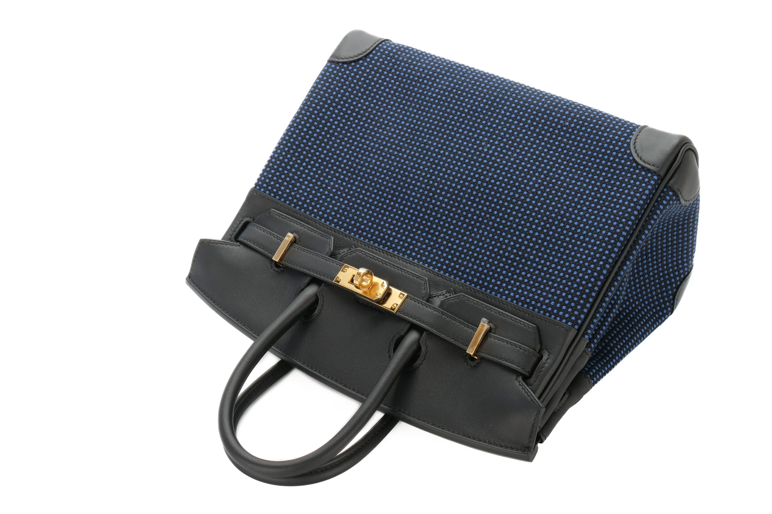Hermès Birkin 25		Toile  Quadrille	Blue / Noir	GHW - Image 8