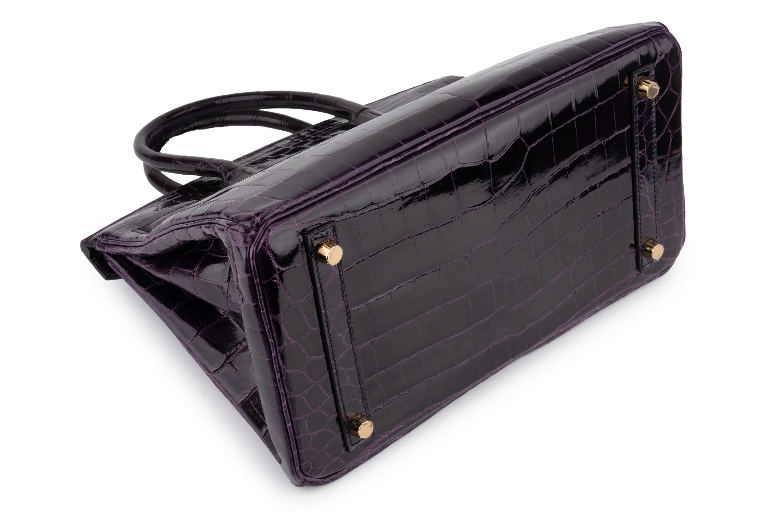 Hermès Birkin 30		Croc Niloticus	Lisse Aubergine 	GHW - Image 11